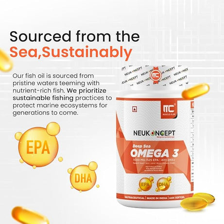 MuscleClub Neukoncept Deep Sea Fish Oil | omega 3 fish oil capsules | High absorption omega 3 fish oil capsules for Heart, Brain & Joints (Omega 3 + Multivitamin Combo) - Muscle Club