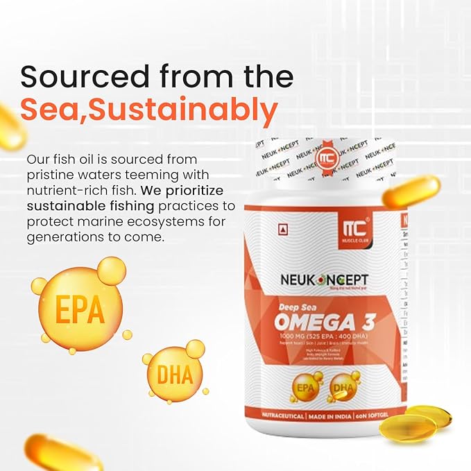 MuscleClub Neukoncept Deep Sea Fish Oil | omega 3 fish oil capsules | High absorption omega 3 fish oil capsules for Heart, Brain & Joints (Omega 3 + Multivitamin Combo) - Muscle Club