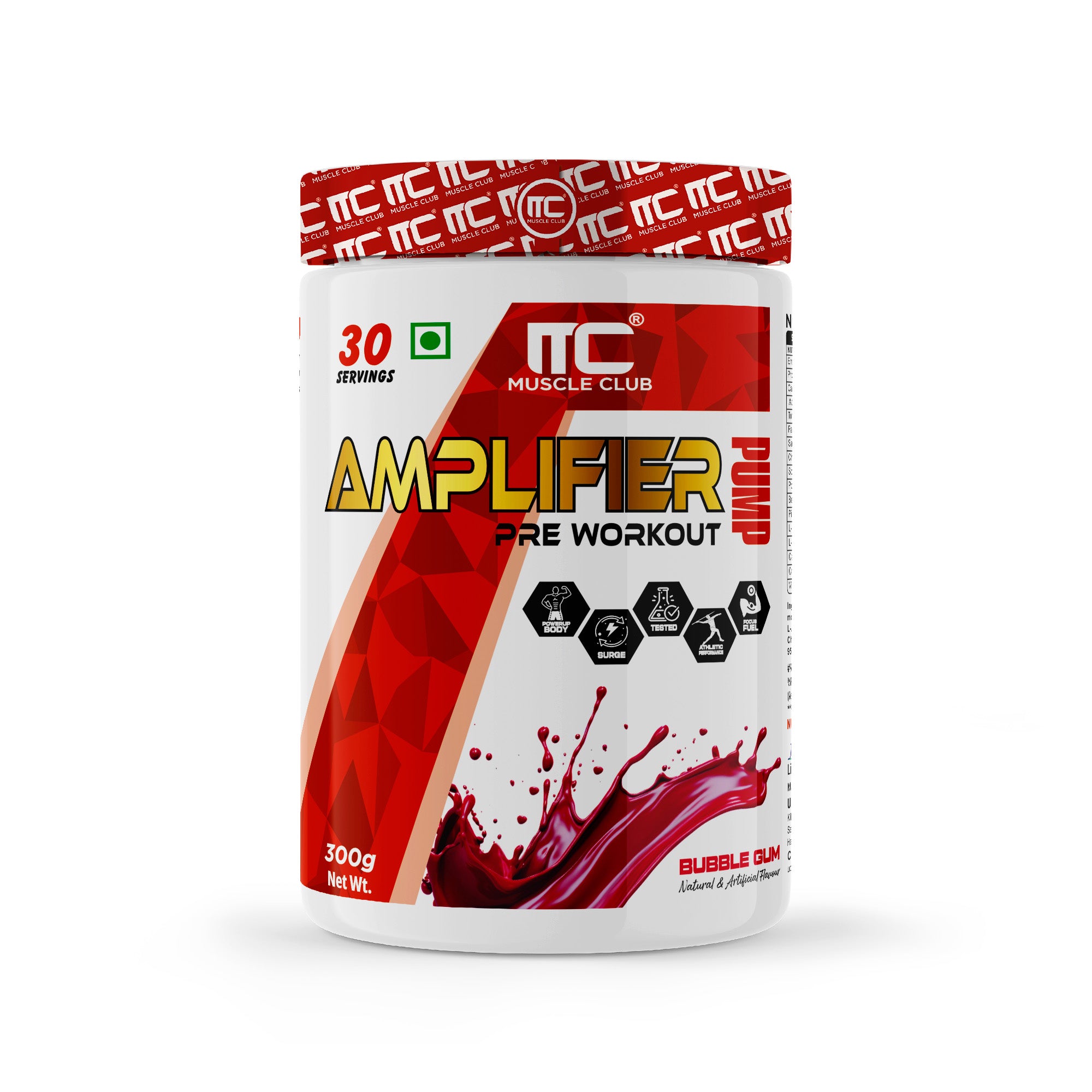 Muscle Club Amplifier Pre workout | 30 Serving ( Free Shaker ), Fruit Punch | Pre-workout Supplement Supports to Improve Focus, Strength, Energy, 300g | Beta Alanine, Caffeine, Creatine, L-Arginine, & Vitamin B3 - 300g