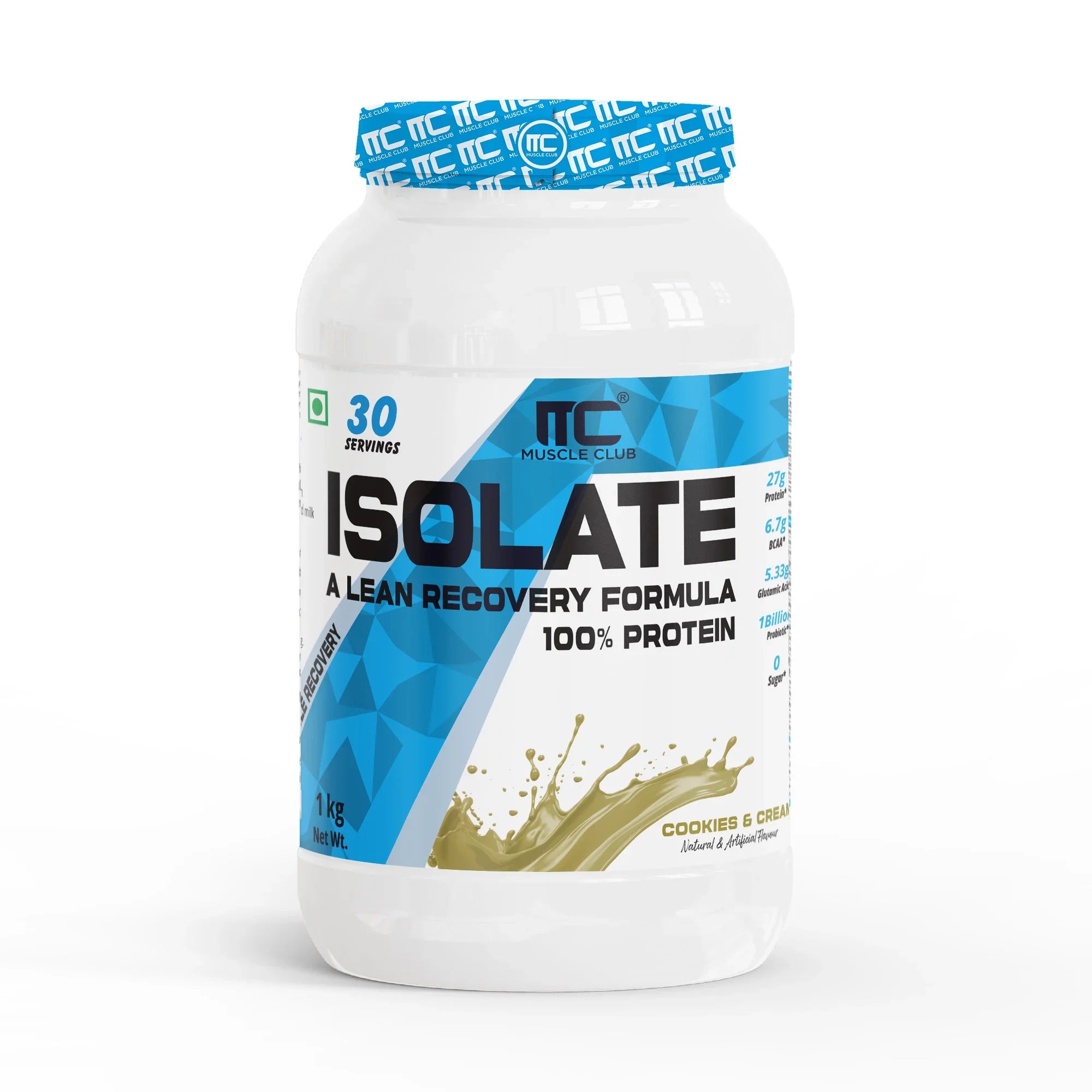 100% Isolate Whey Protein - Advanced Muscle Recovery Formula |27g of Fast-Digesting Pure Protein | with L-Arginine, BCAAs, and Glutamine for Muscle Building - Muscle Club