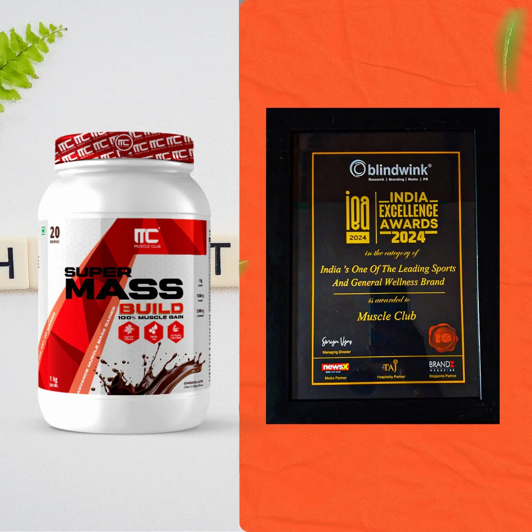 Muscle Club Super Mass Gainer – 1kg – Weight Gainer with L-Glutamine, Taurine, Vitamin A, B-Complex, Calcium, Iron, Zinc & Vitamin D – Supports Muscle Growth, Recovery & Weight Gain - Muscle Club