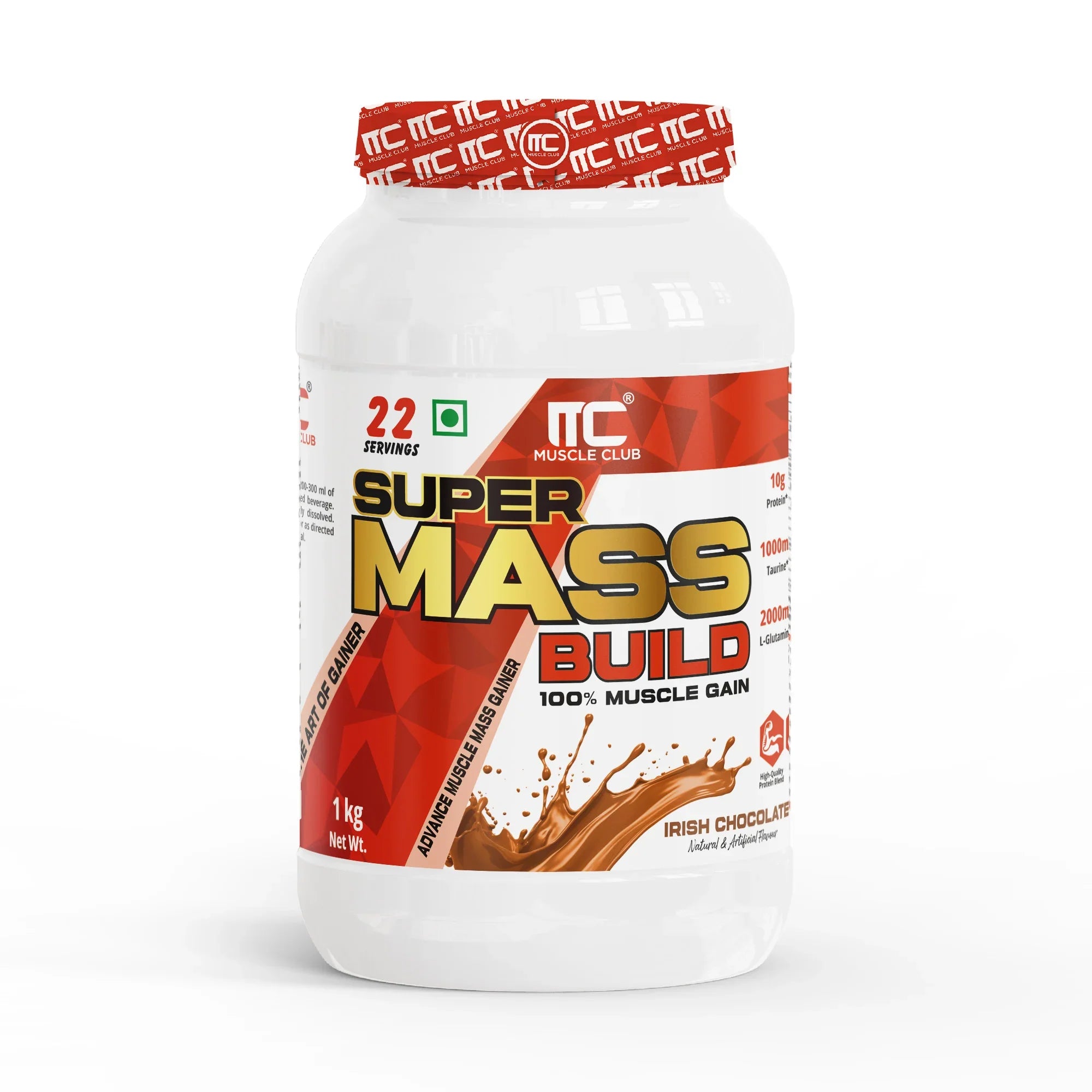 Muscle Club Super Mass Gainer – 1kg – Weight Gainer with L-Glutamine, Taurine, Vitamin A, B-Complex, Calcium, Iron, Zinc & Vitamin D – Supports Muscle Growth, Recovery & Weight Gain - Muscle Club