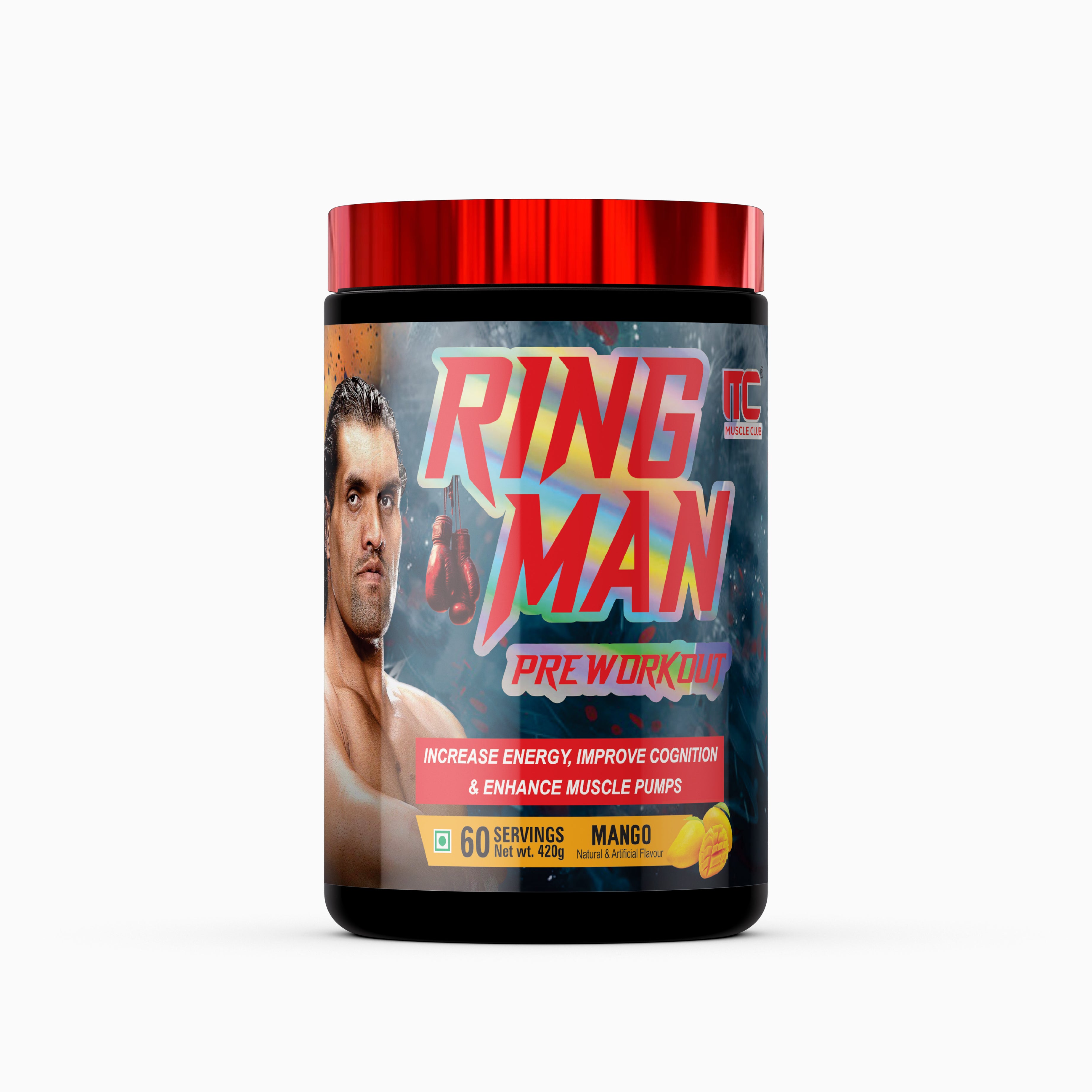 Ring Man Pre-Workout by The Great Khali | Intense Energy & Laser Focus | Powered by ATP , 2000mg Beta-Alanine & 100mg Caffeine