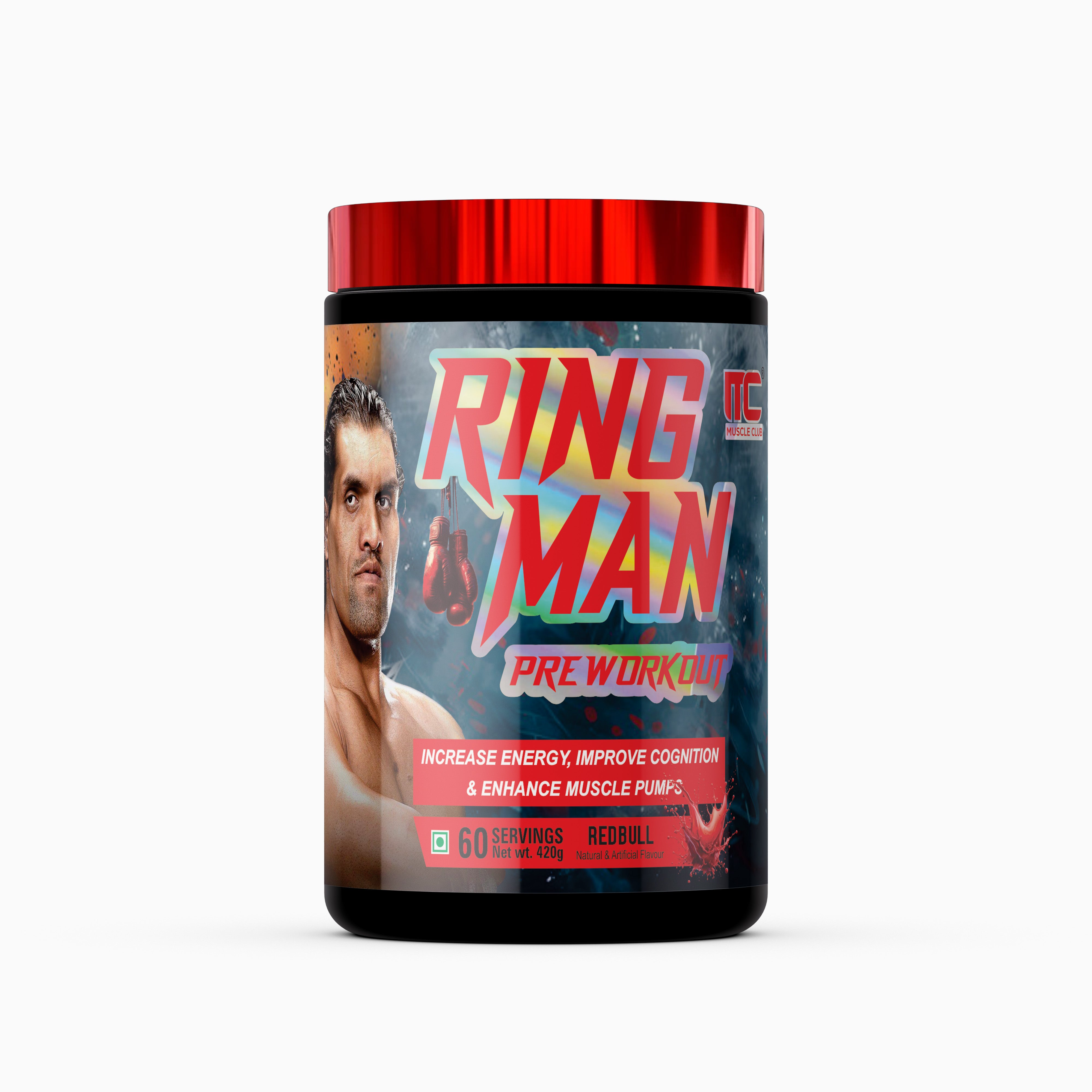 Ring Man Pre-Workout by The Great Khali | Intense Energy & Laser Focus | Powered by ATP , 2000mg Beta-Alanine & 100mg Caffeine