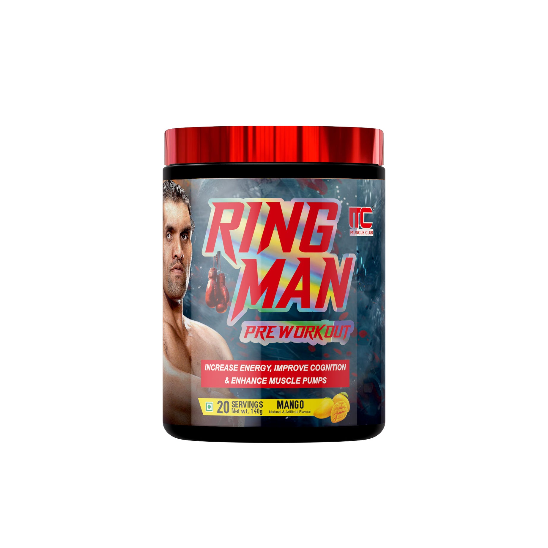 Ring Man Pre-Workout by The Great Khali | Intense Energy & Laser Focus | Powered by AMP , 2000mg Beta-Alanine & 200mg Caffeine