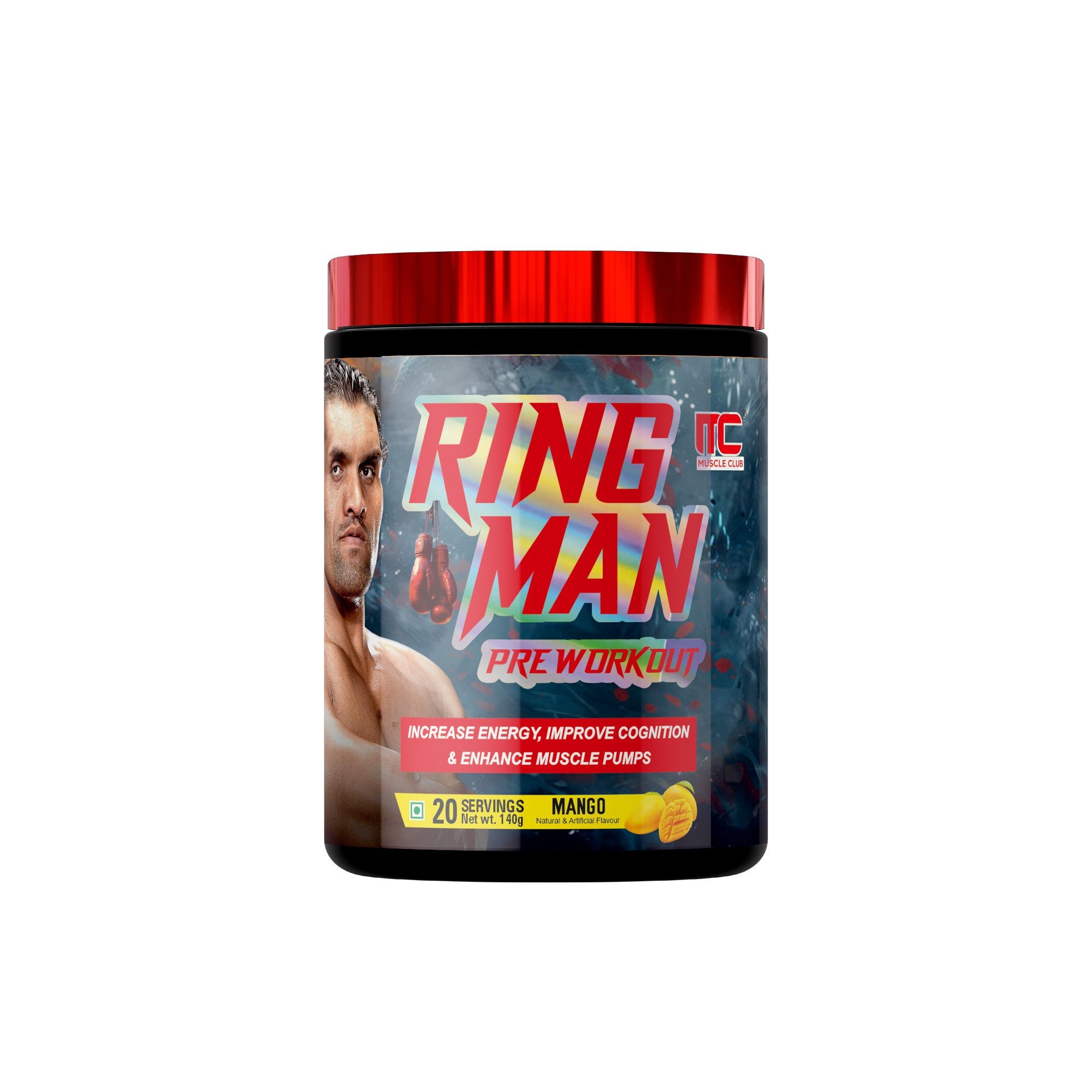 Ring Man Pre-Workout by The Great Khali | Intense Energy & Laser Focus | Powered by AMP , 2000mg Beta-Alanine & 200mg Caffeine