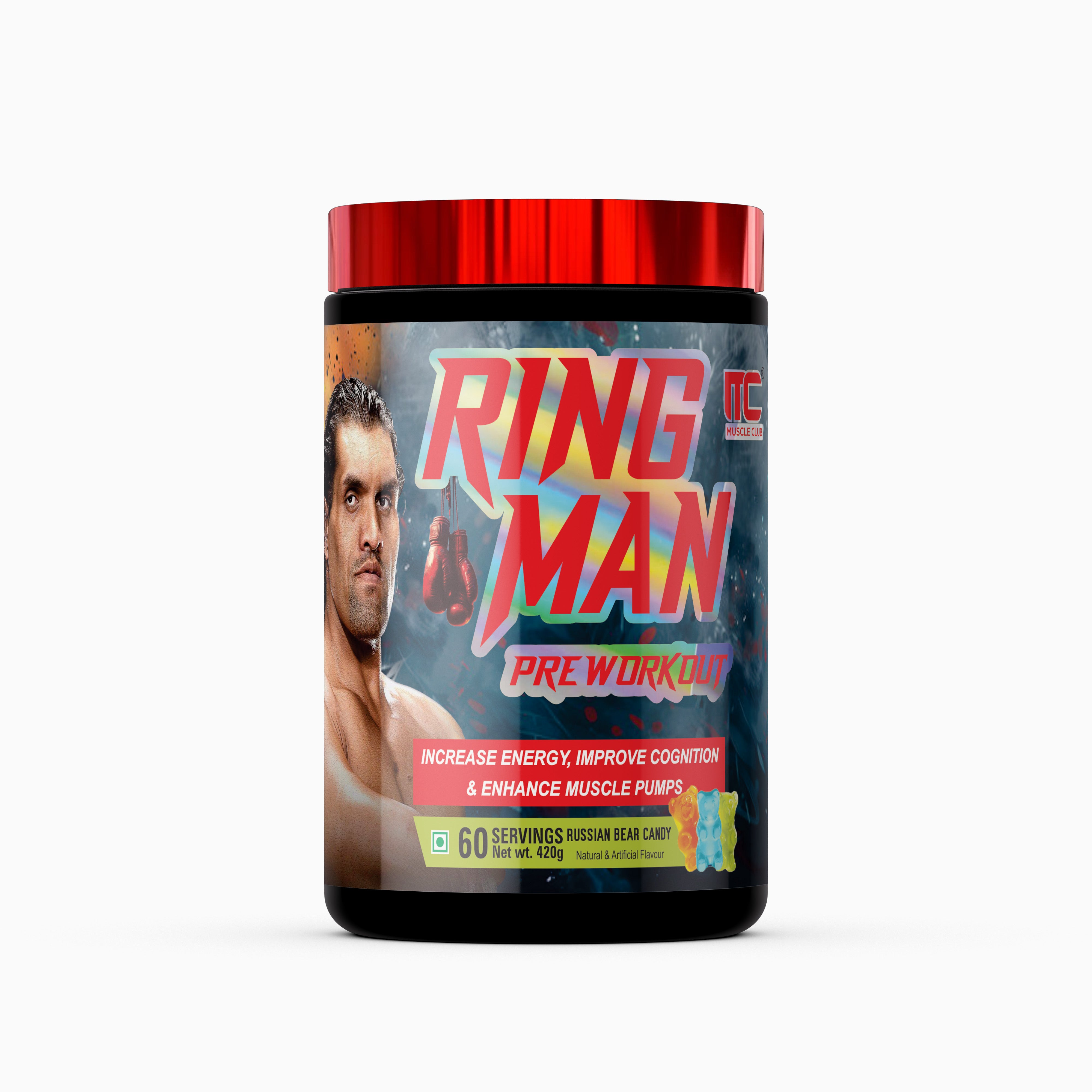 Ring Man Pre-Workout by The Great Khali | Intense Energy & Laser Focus | Powered by ATP , 2000mg Beta-Alanine & 100mg Caffeine
