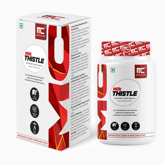 Milk Thistle 500mg - Liver Support Supplement with 80% Silymarin - 60 Capsules - Muscle Club