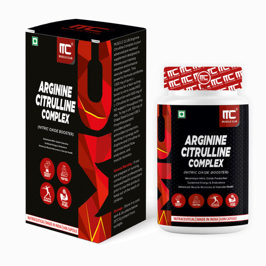 Arginine Citrulline Complex - Nitric Oxide Booster with Grape Seed Extract, 60 Caps - Muscle Club