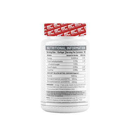 Muscle Club Omega-3 Fish Oil Capsules with Vitamin E 1250mg - Deep Sea Fish Oil with EPA 360mg & DHA 240mg, Natural Vitamin E, High Potency, 60 Softgels - Muscle Club