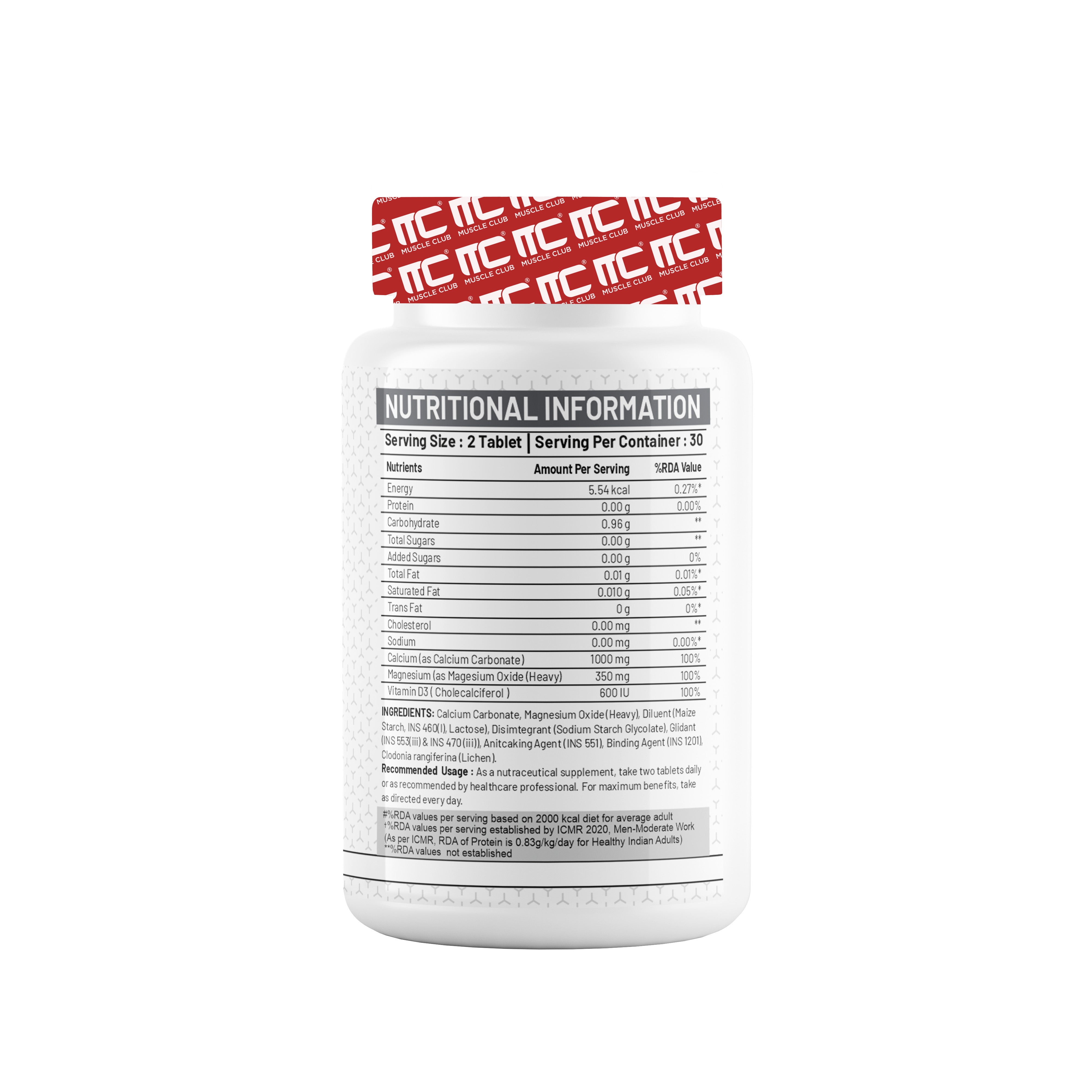Muscle Club Super Calcium, Magnesium & Vitamin D3 - Bone Health Supplement, 60 Tablets - Muscle Club