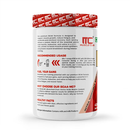 Muscle Club BCAA Powder - 5g BCAAs, Beta Alanine, L-Arginine, Taurine, Vitamin B Complex - Intra-Workout Muscle Recovery and Strength - 30 Servings, 360g - Muscle Club
