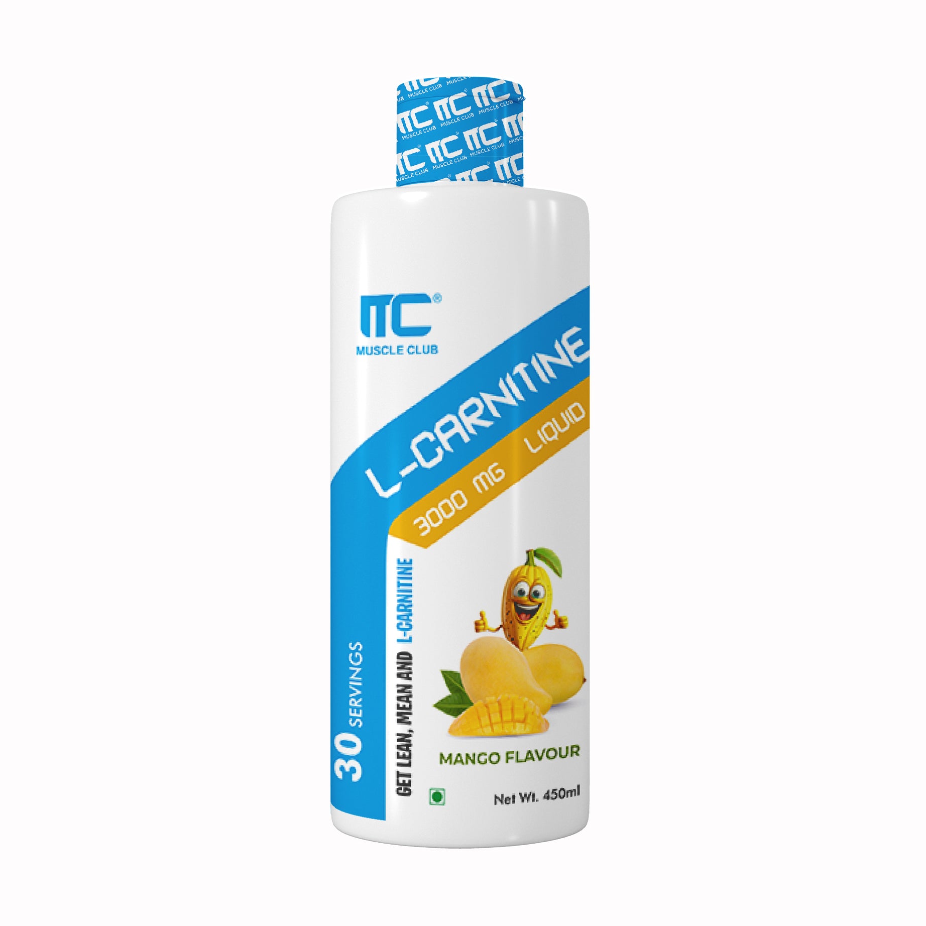 L-Carnitine 3000 mg Liquid - Green Apple Flavor - Energy and Fat Metabolism Support Supplement | 450ml - Muscle Club