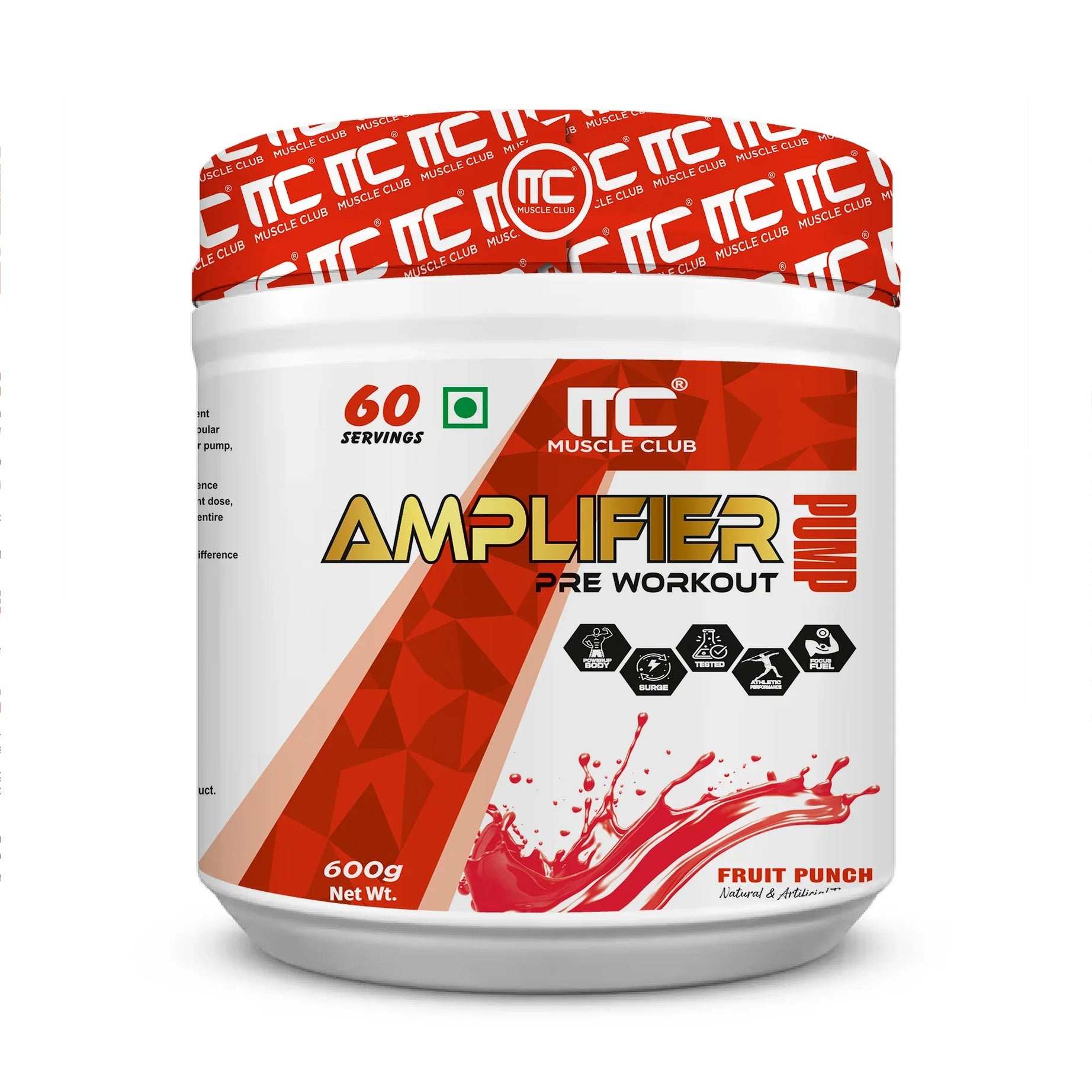 Muscle Club Amplifier Pre workout | Pre-workout Supplement Supports to Improve Focus, Strength, Energy | Beta Alanine, Caffeine, Creatine, L-Arginine, & Vitamin B3 - Muscle Club