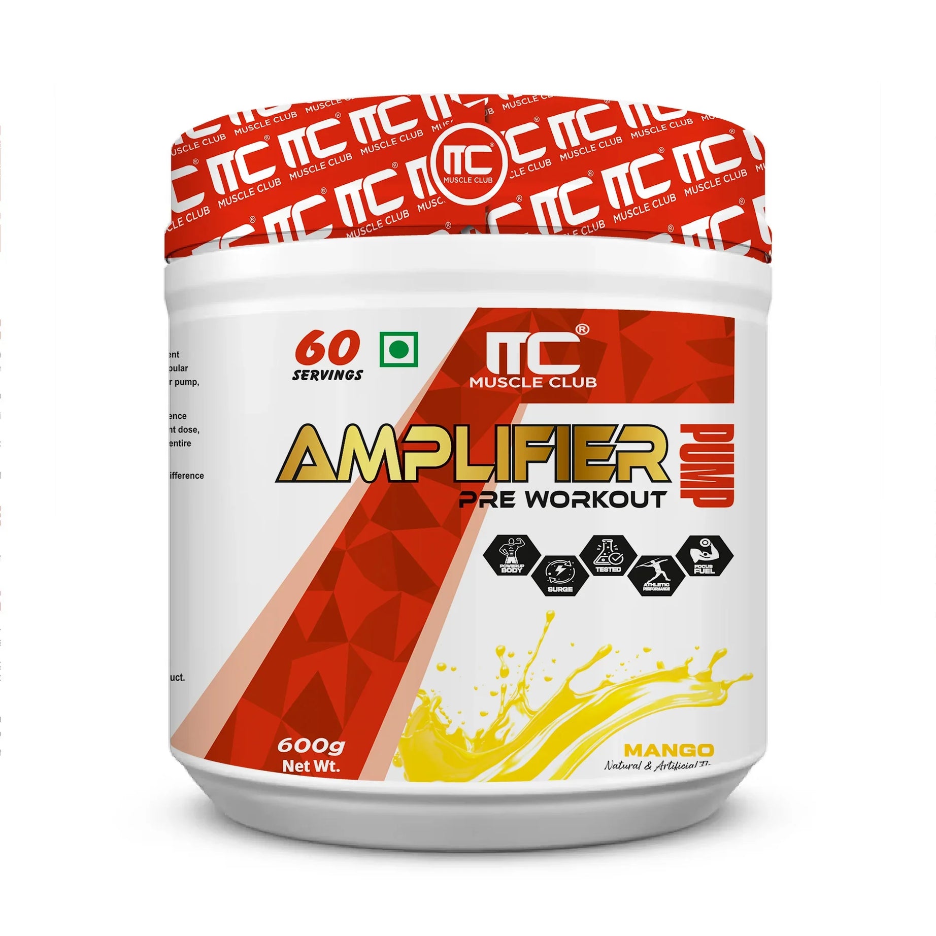 Muscle Club Amplifier Pre workout | Pre-workout Supplement Supports to Improve Focus, Strength, Energy | Beta Alanine, Caffeine, Creatine, L-Arginine, & Vitamin B3 - Muscle Club