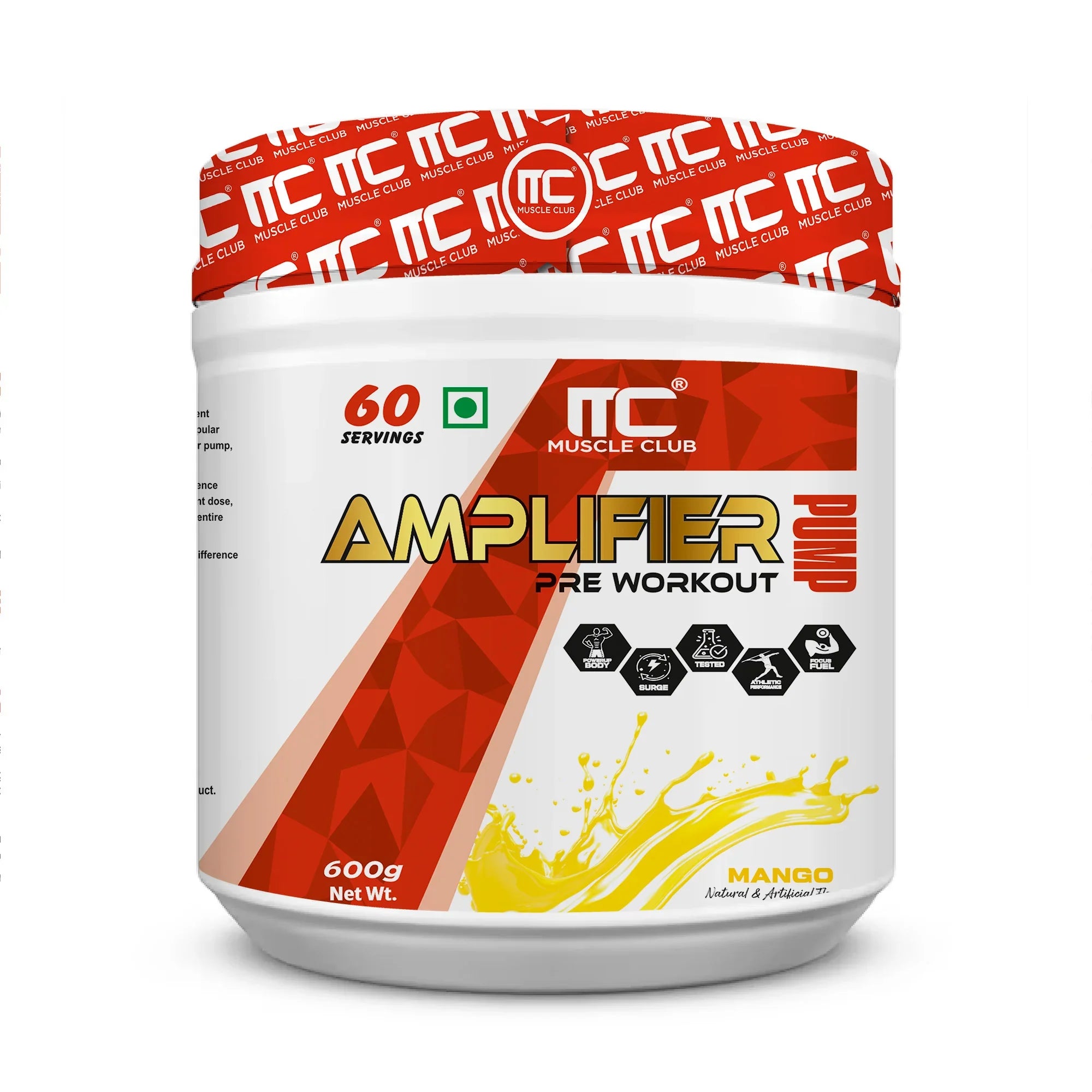 Muscle Club Amplifier Pre workout | Pre-workout Supplement Supports to Improve Focus, Strength, Energy | Beta Alanine, Caffeine, Creatine, L-Arginine, & Vitamin B3 - Muscle Club