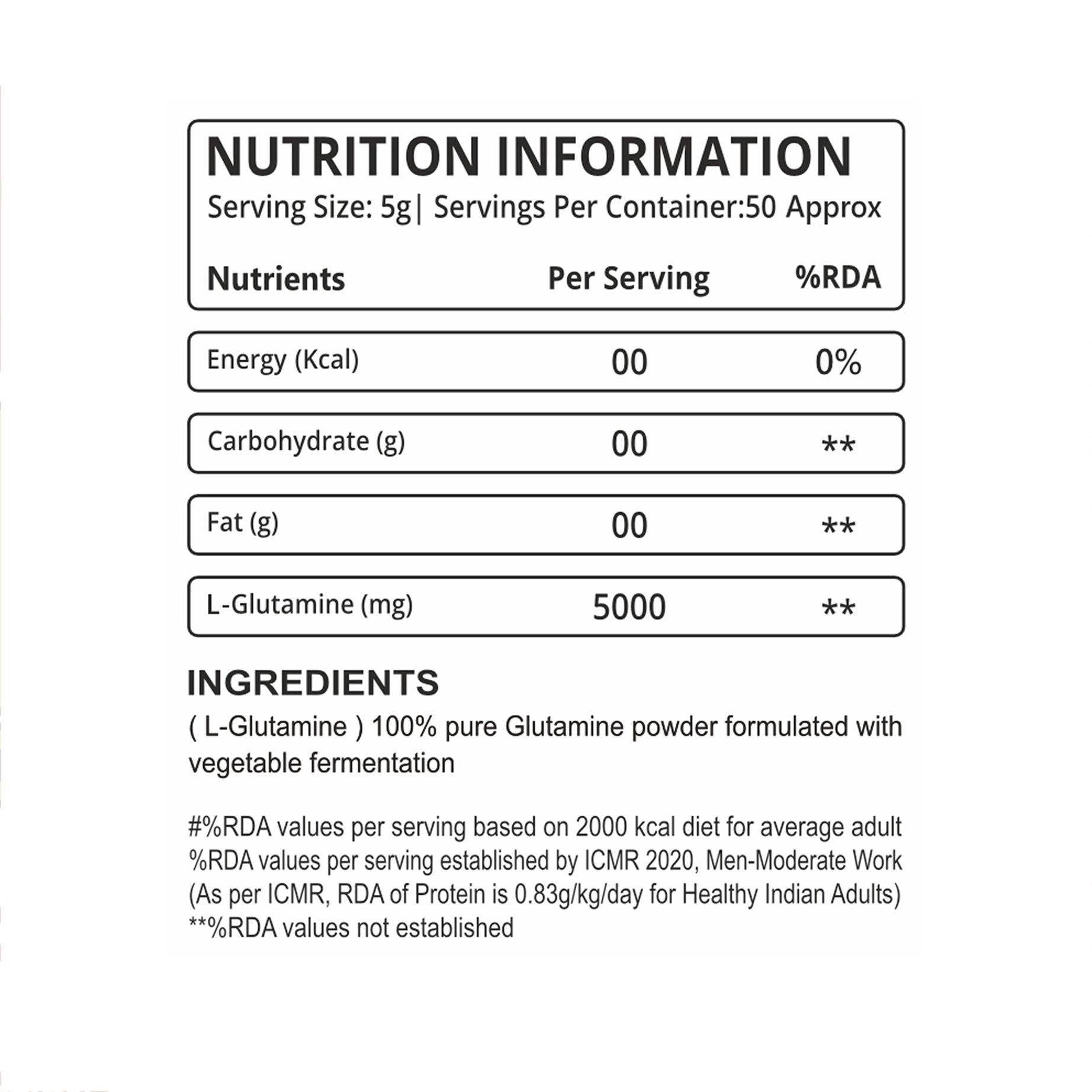 Muscle Club Gluta MC – L-Glutamine 5000mg Per Serving | Energy, Carb & Fat Support | 50 Servings