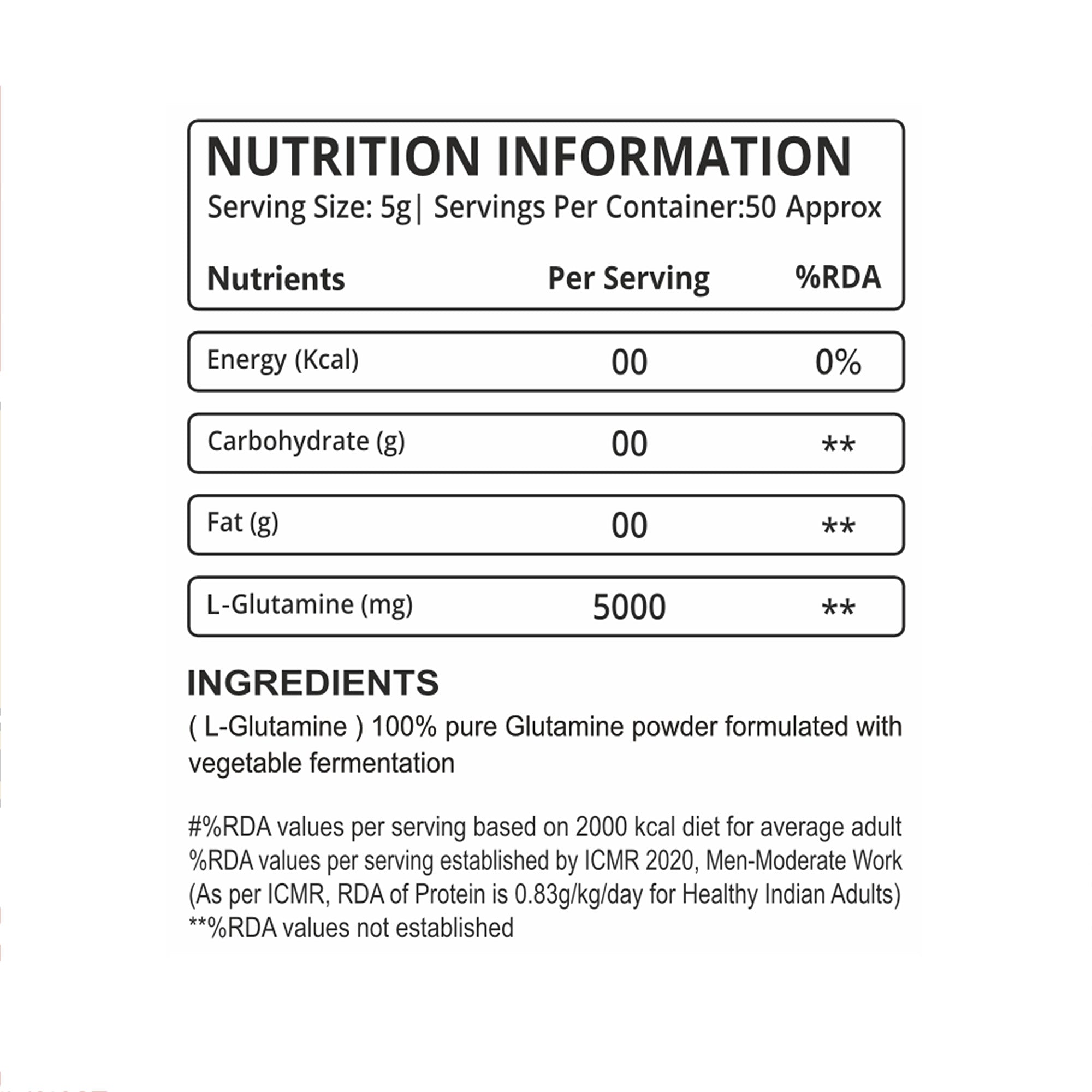 Muscle Club Gluta MC – L-Glutamine 5000mg Per Serving | Energy, Carb & Fat Support | 50 Servings