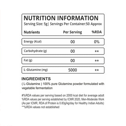 Muscle Club Gluta MC – L-Glutamine 5000mg Per Serving | Energy, Carb & Fat Support | 50 Servings