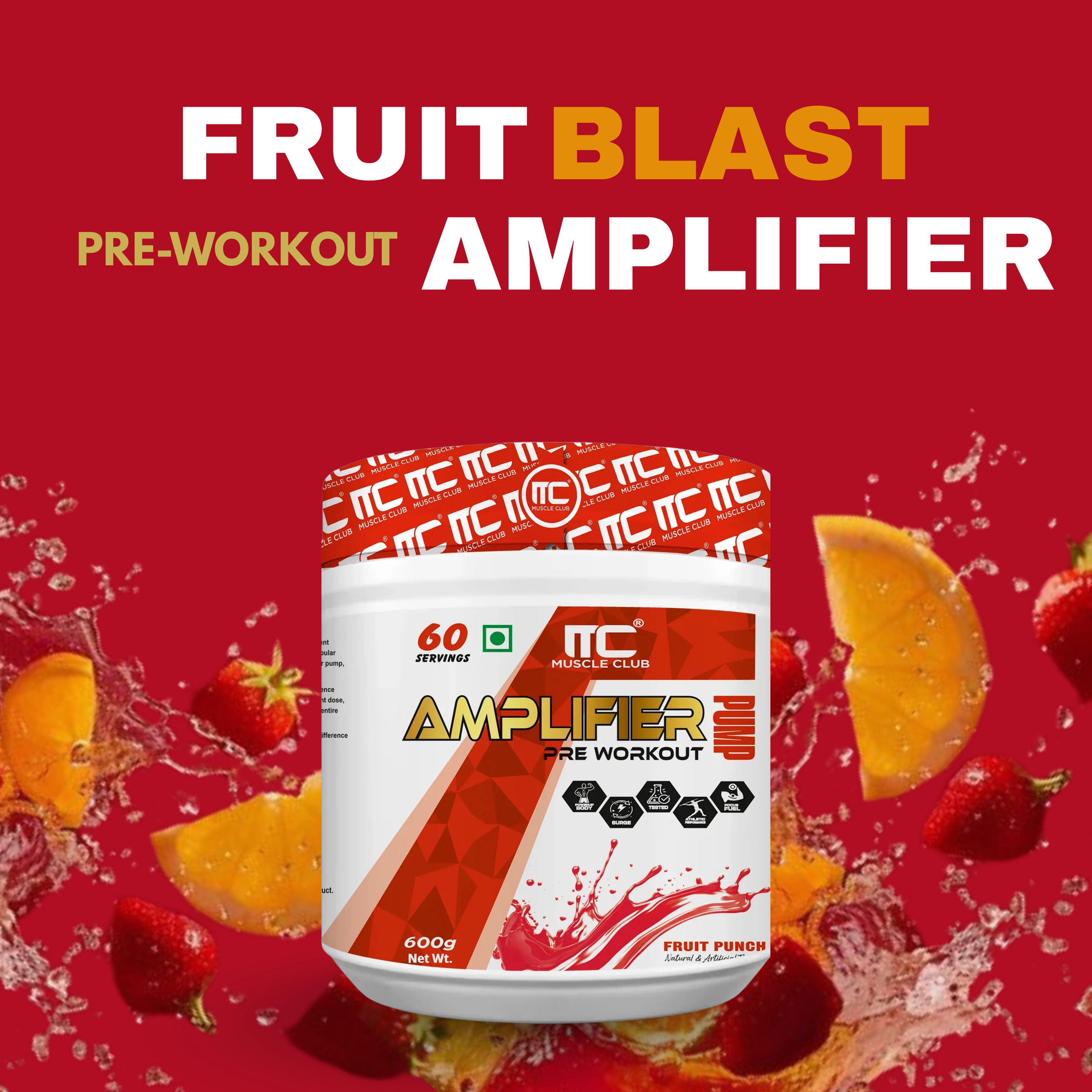 Muscle Club Amplifier Pre-workout | Pre-workout Supplement Supports to Improve Focus, Strength, Energy | Beta Alanine, Caffeine, Creatine, L-Arginine, & Vitamin B3