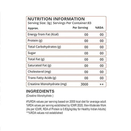 Muscle Club Creatine Monohydrate 250g –  Micronized Creatine Powder for Muscle Strength, Power & Endurance – Fast Absorption – Pre/Post Workout Supplement for Men & Women