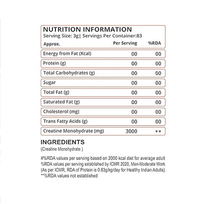 Muscle Club Creatine Monohydrate 250g –  Micronized Creatine Powder for Muscle Strength, Power & Endurance – Fast Absorption – Pre/Post Workout Supplement for Men & Women