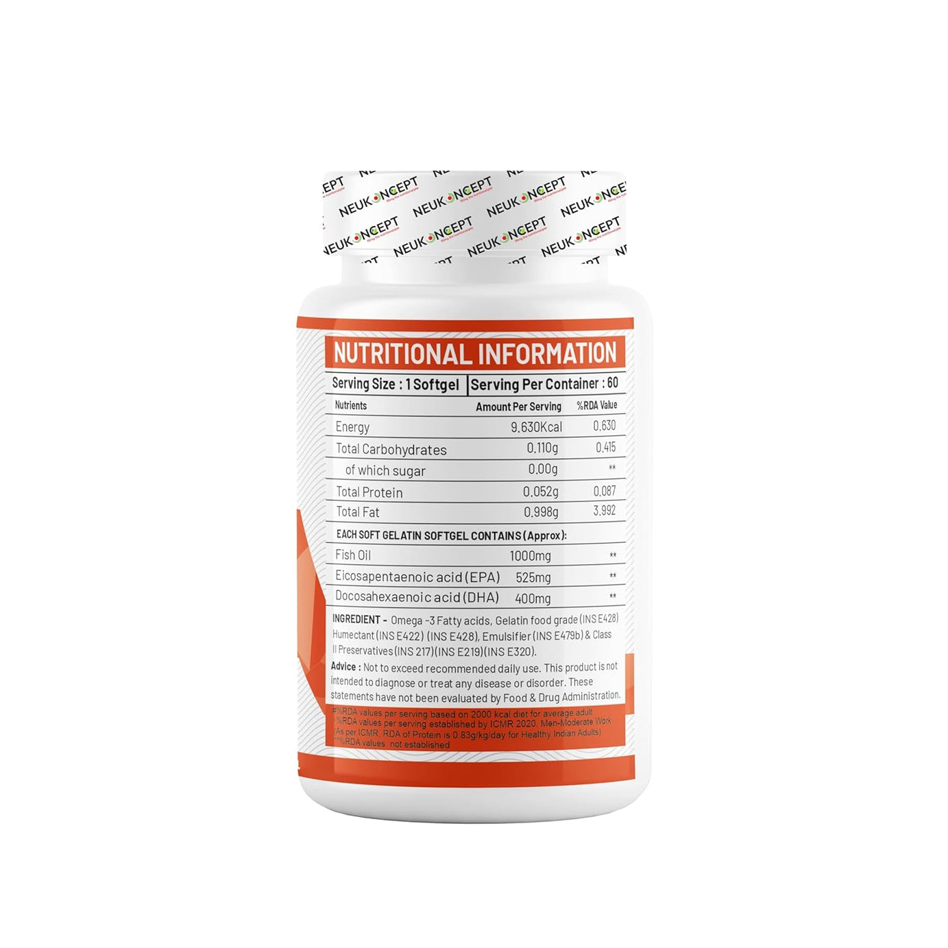 MuscleClub Neukoncept Deep Sea Fish Oil | omega 3 fish oil capsules | High absorption omega 3 fish oil capsules for Heart, Brain & Joints (Omega 3 + Multivitamin Combo) - Muscle Club