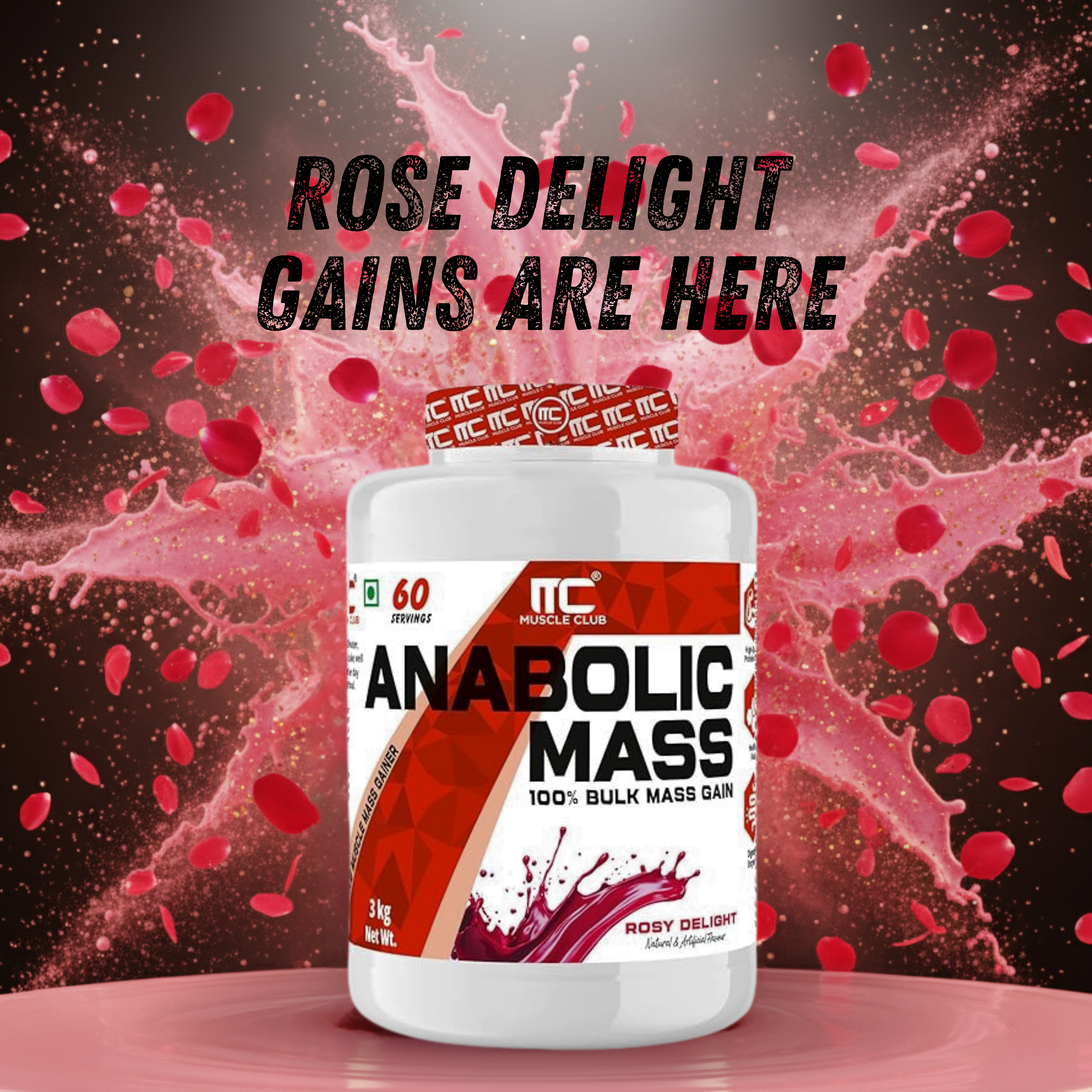 Muscle Club Anabolic Mass Gainer – 3kg 60 Serving – High-Calorie Weight Gainer with Protein, Complex Carbs, L-Glutamine, Creatine & Dietary Fibre – Supports Muscle Growth & Recovery