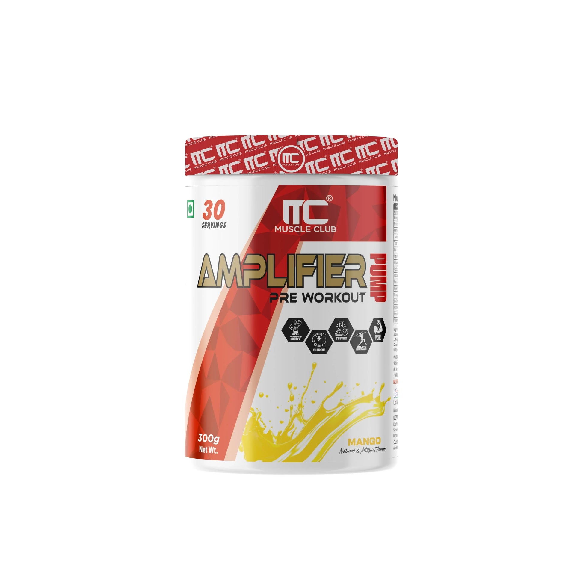 Muscle Club Amplifier Pre workout | Pre-workout Supplement Supports to Improve Focus, Strength, Energy | Beta Alanine, Caffeine, Creatine, L-Arginine, & Vitamin B3 - Muscle Club