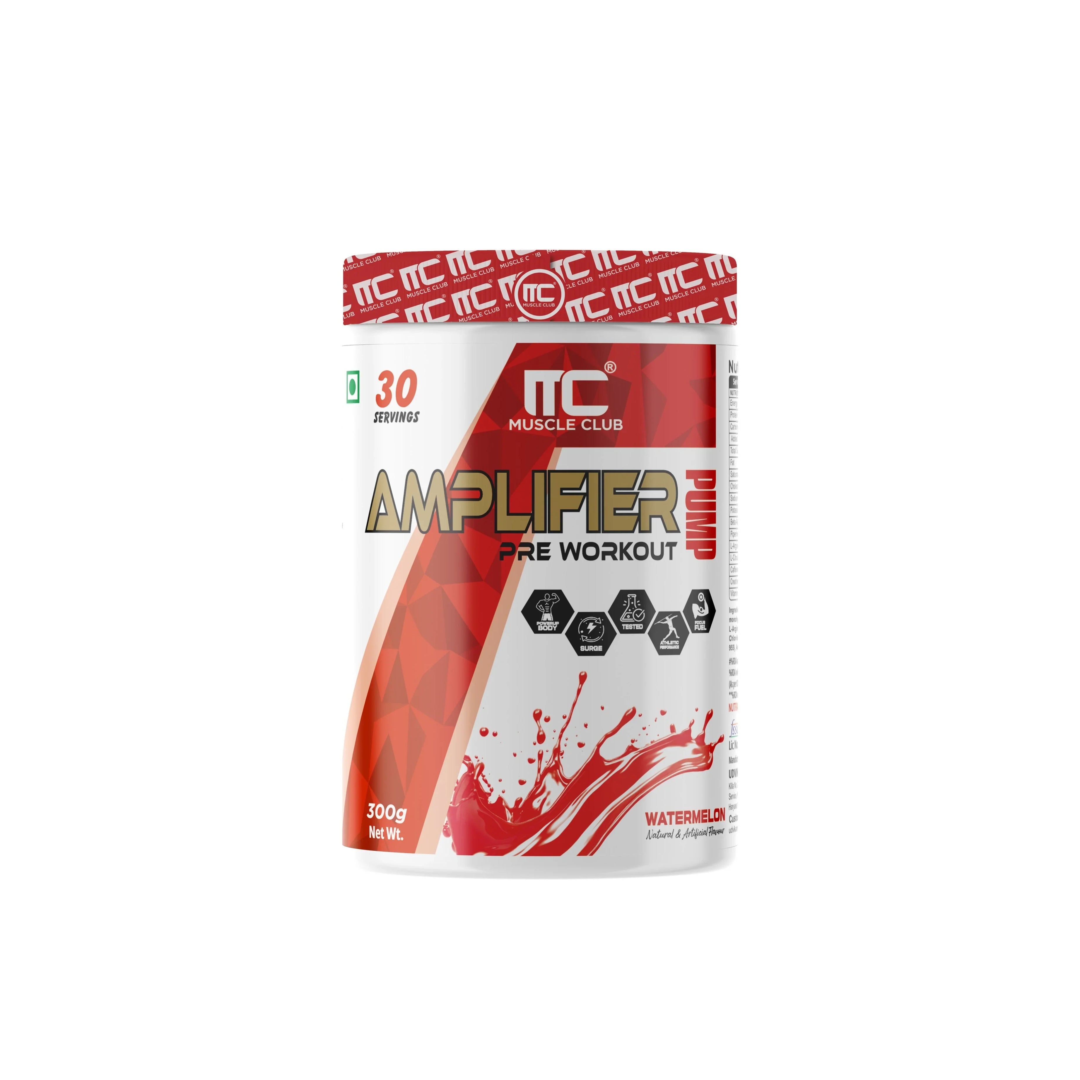 Muscle Club Amplifier Pre workout | Pre-workout Supplement Supports to Improve Focus, Strength, Energy | Beta Alanine, Caffeine, Creatine, L-Arginine, & Vitamin B3 - Muscle Club