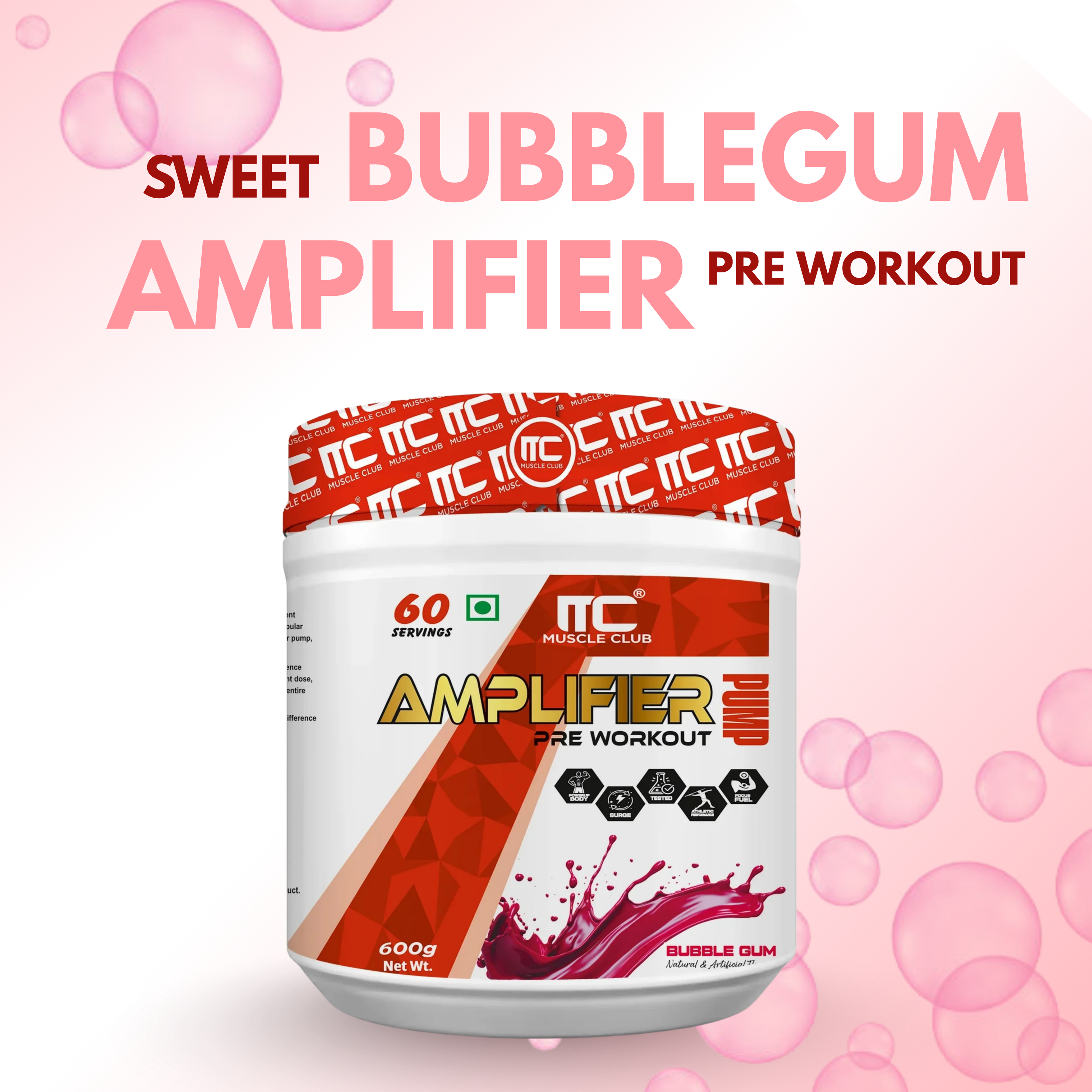 Muscle Club Amplifier Pre-workout | Pre-workout Supplement Supports to Improve Focus, Strength, Energy | Beta Alanine, Caffeine, Creatine, L-Arginine, & Vitamin B3