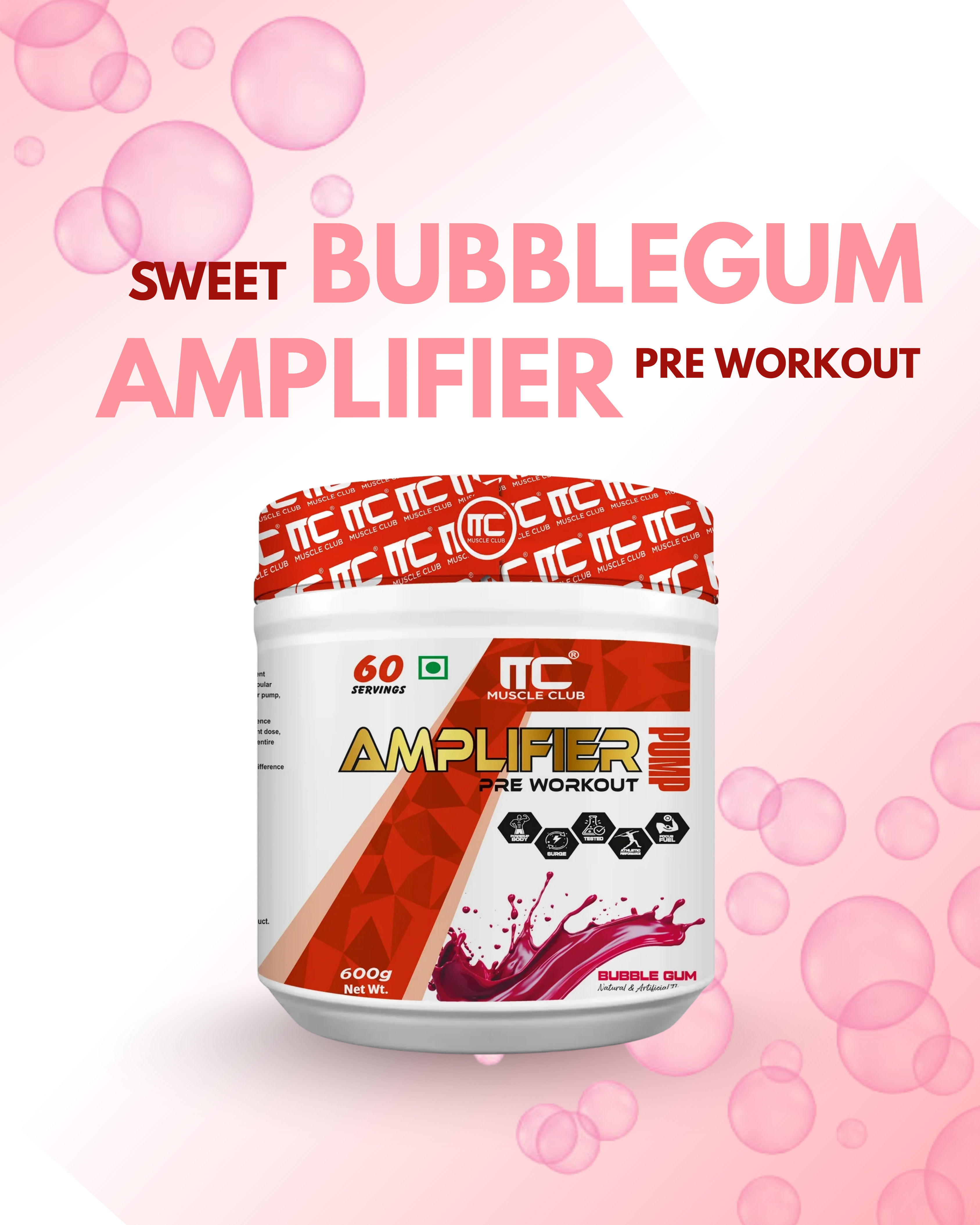 Muscle Club Amplifier Pre-workout | Pre-workout Supplement Supports to Improve Focus, Strength, Energy | Beta Alanine, Caffeine, Creatine, L-Arginine, & Vitamin B3