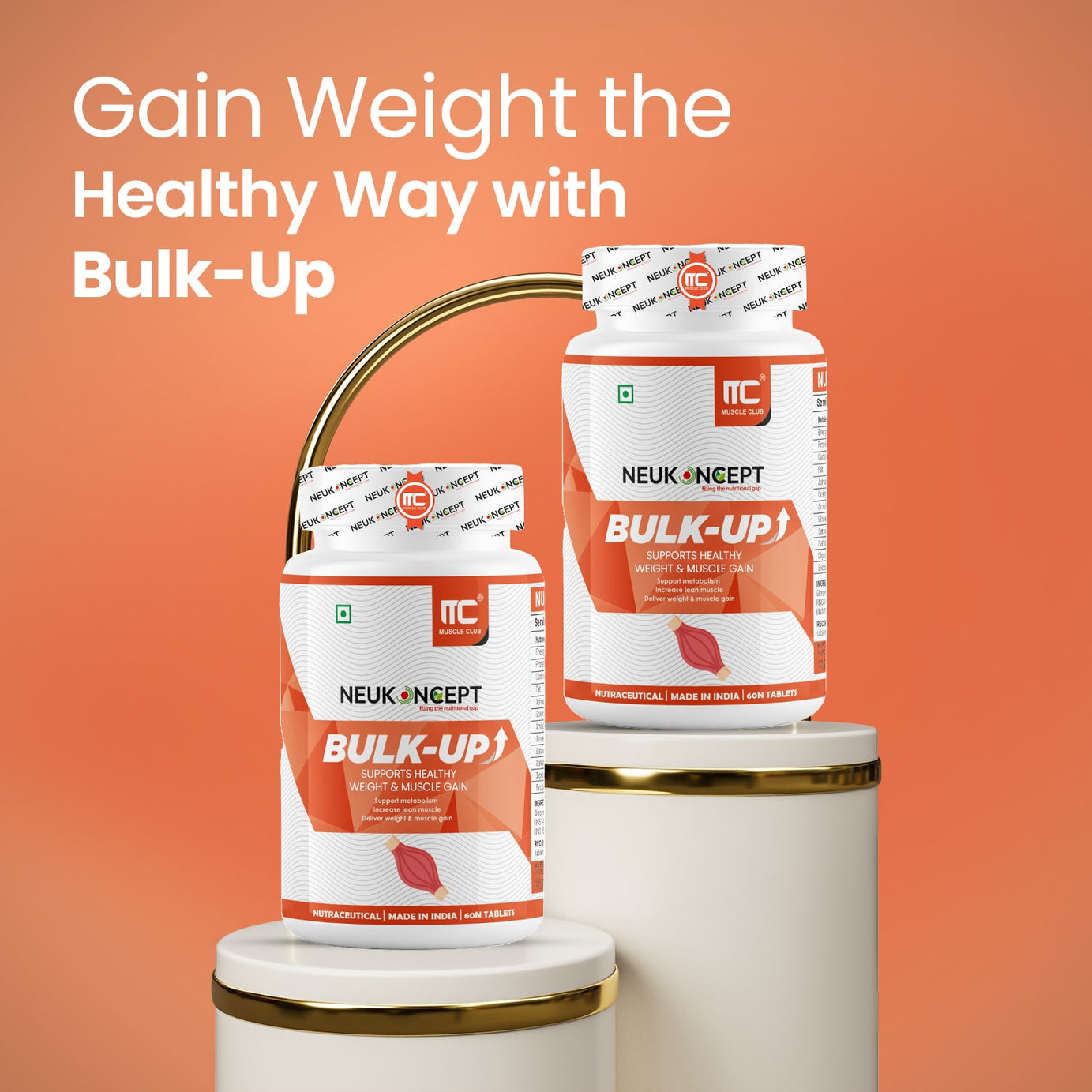 Bulk-Up: Herbal Weight Gain formula I Ayurvedic Weight Gainer I Helps Improving Digestion and Muscle Mass for Men & Women - Muscle Club
