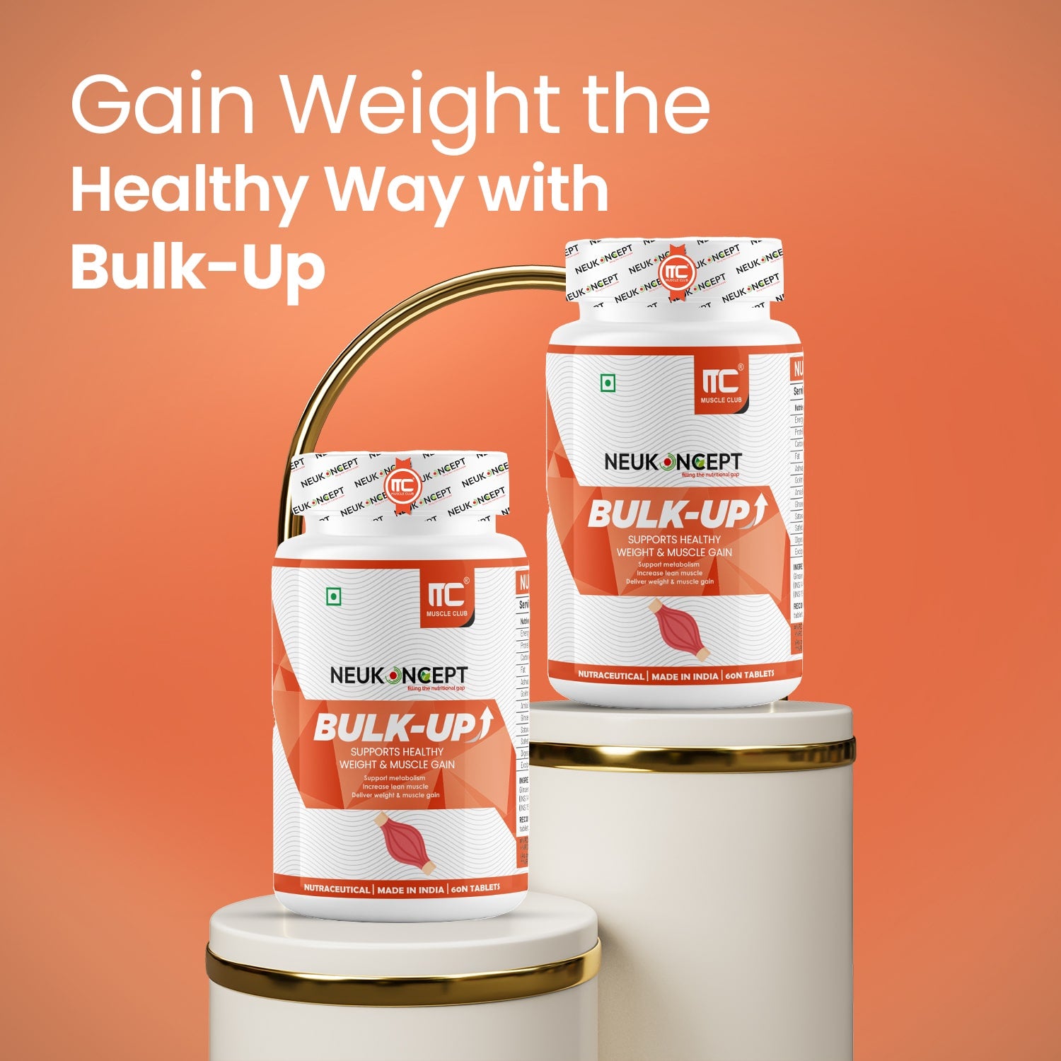 Bulk-Up: Herbal Weight Gain formula I Ayurvedic Weight Gainer I Helps Improving Digestion and Muscle Mass for Men & Women - Muscle Club