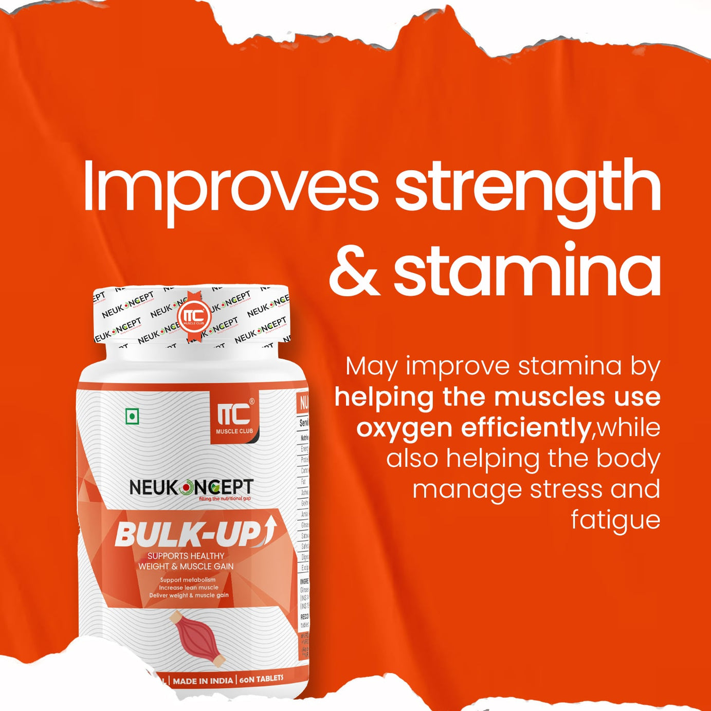 Bulk-Up: Herbal Weight Gain formula I Ayurvedic Weight Gainer I Helps Improving Digestion and Muscle Mass for Men & Women - Muscle Club