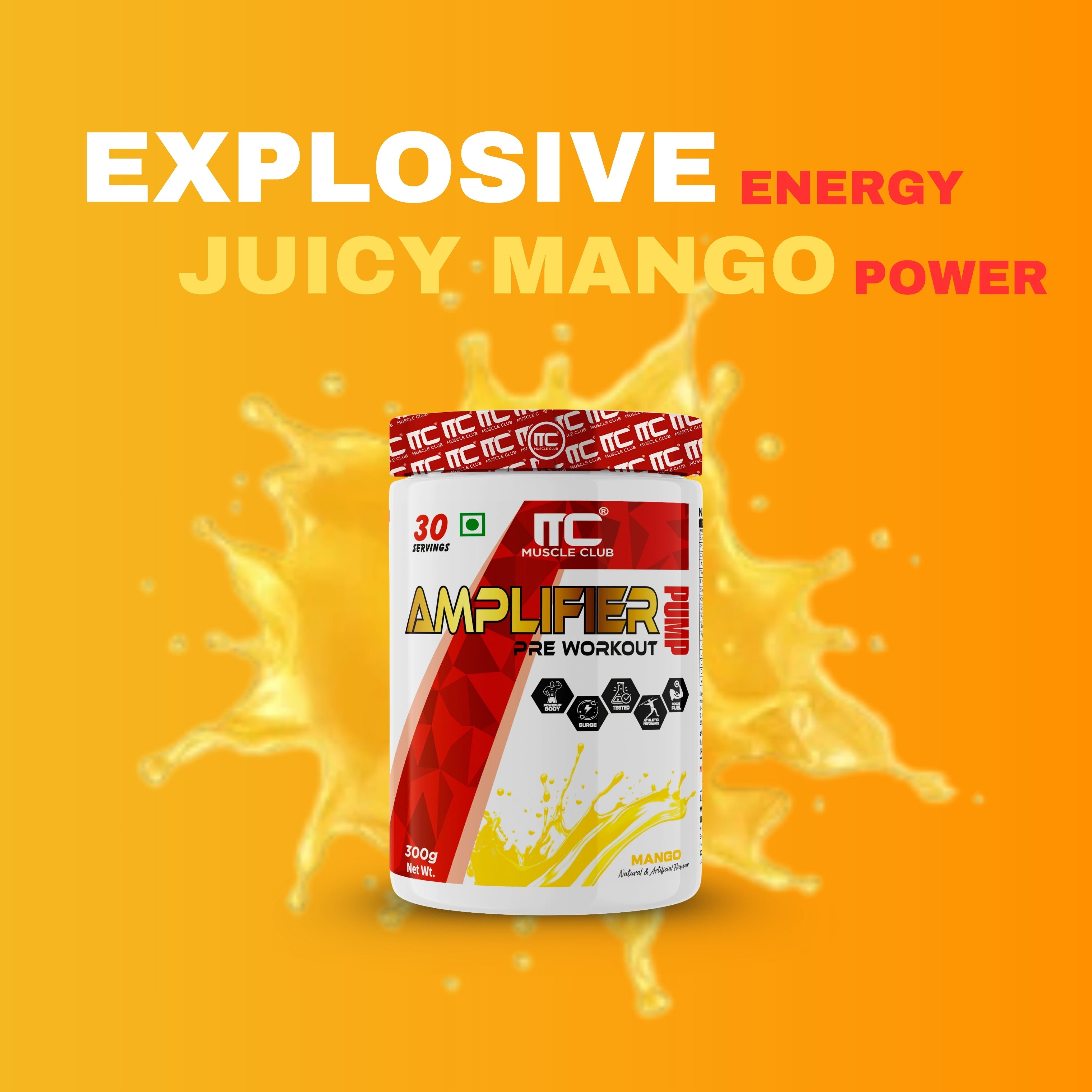 Muscle Club Amplifier Pre-workout | Pre-workout Supplement Supports to Improve Focus, Strength, Energy | Beta Alanine, Caffeine, Creatine, L-Arginine, & Vitamin B3