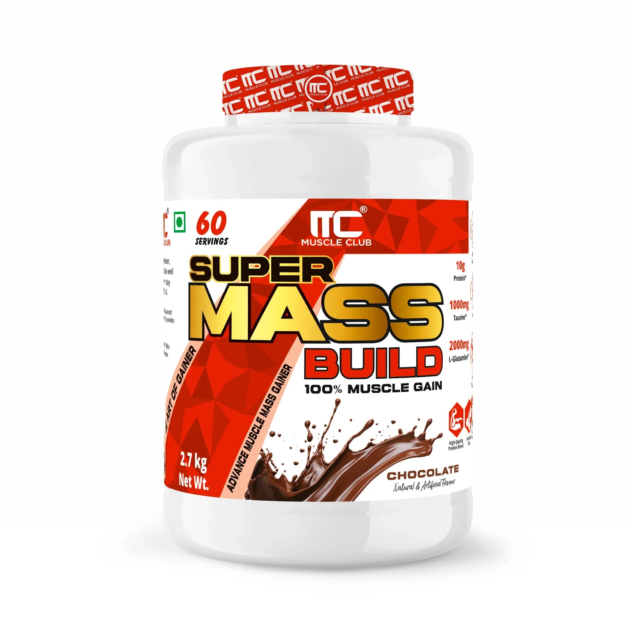 Muscle Club Super Mass Gainer – 1kg – Weight Gainer with L-Glutamine, Taurine, Vitamin A, B-Complex, Calcium, Iron, Zinc & Vitamin D – Supports Muscle Growth, Recovery & Weight Gain - Muscle Club
