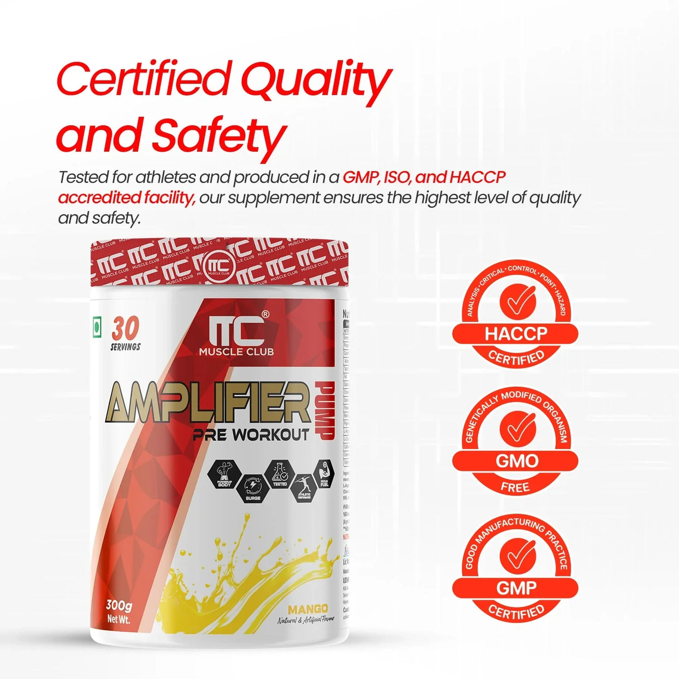 Muscle Club Amplifier Pre workout | Pre-workout Supplement Supports to Improve Focus, Strength, Energy | Beta Alanine, Caffeine, Creatine, L-Arginine, & Vitamin B3 - Muscle Club