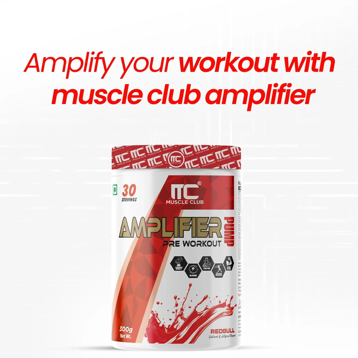 Muscle Club Amplifier Pre workout | Pre-workout Supplement Supports to Improve Focus, Strength, Energy | Beta Alanine, Caffeine, Creatine, L-Arginine, & Vitamin B3 - Muscle Club