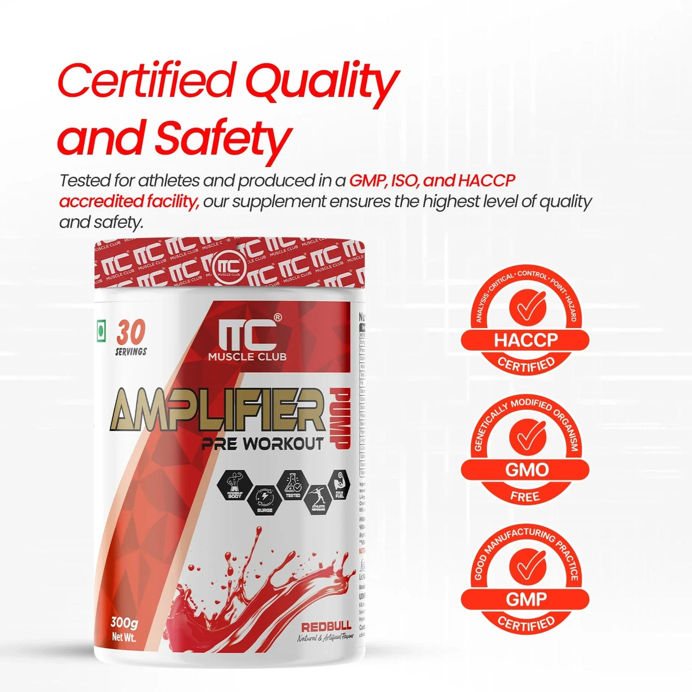 Muscle Club Amplifier Pre workout | Pre-workout Supplement Supports to Improve Focus, Strength, Energy | Beta Alanine, Caffeine, Creatine, L-Arginine, & Vitamin B3 - Muscle Club