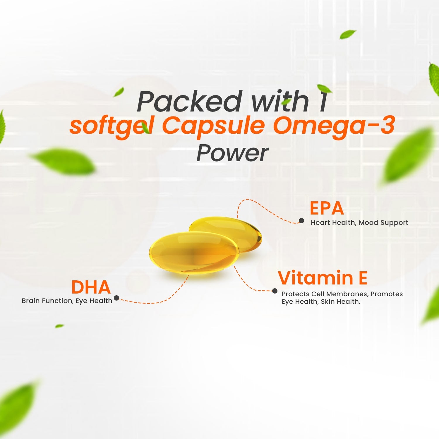 Deep Sea Fish Oil (Omega-3) - Advance Fish Oil with EPA 360mg & DHA 240mg | High absorption Omega 3 for Heart, Brain & Joints | Helps manage cholesterol | Vitamin E - Muscle Club