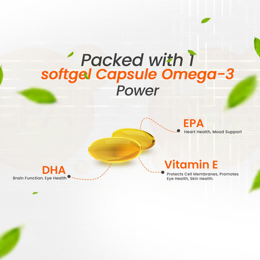 Deep Sea Fish Oil (Omega-3) - Advance Fish Oil with EPA 360mg & DHA 240mg | High absorption Omega 3 for Heart, Brain & Joints | Helps manage cholesterol | Vitamin E - Muscle Club