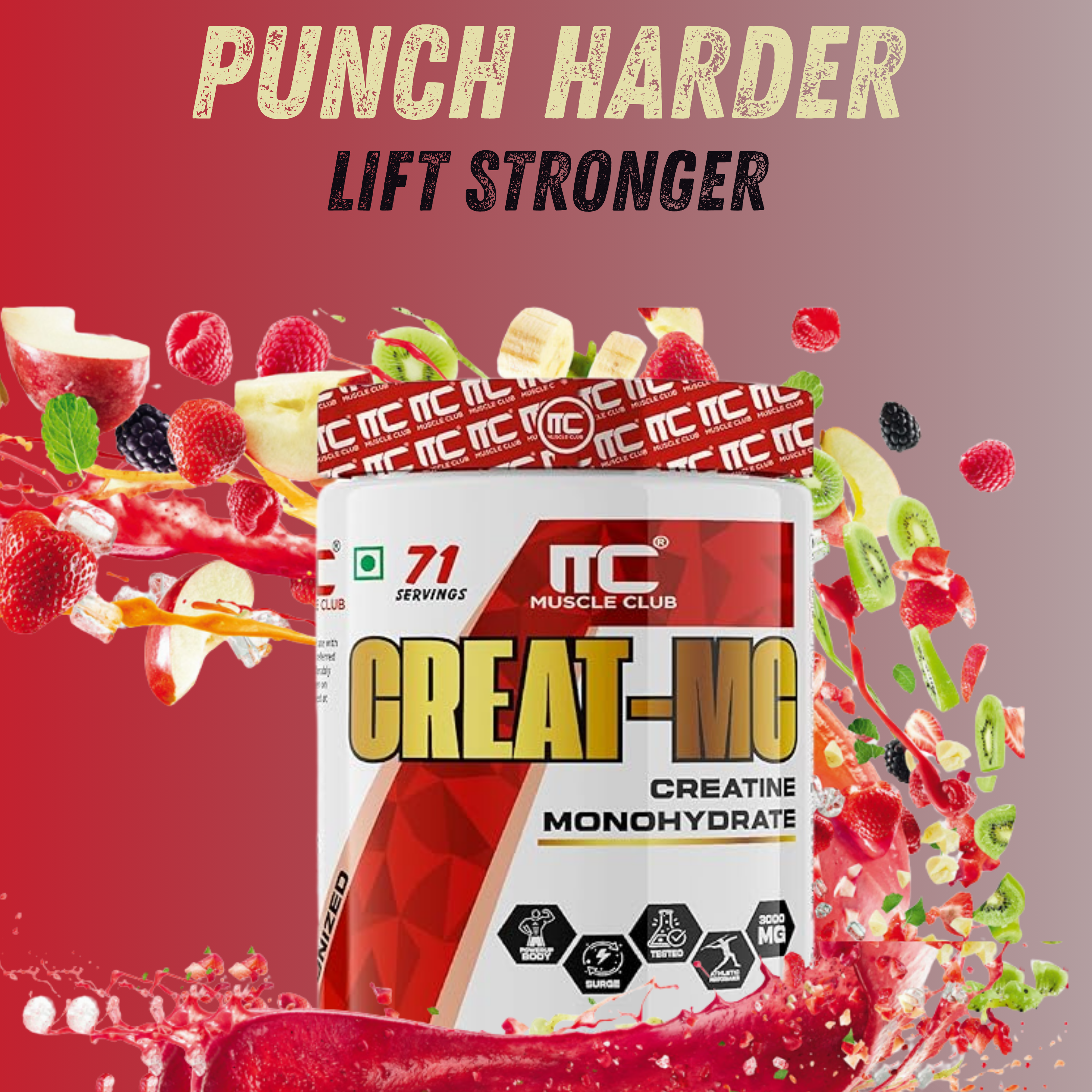 Muscle Club Creatine Monohydrate 250g –  Micronized Creatine Powder for Muscle Strength, Power & Endurance – Fast Absorption – Pre/Post Workout Supplement for Men & Women