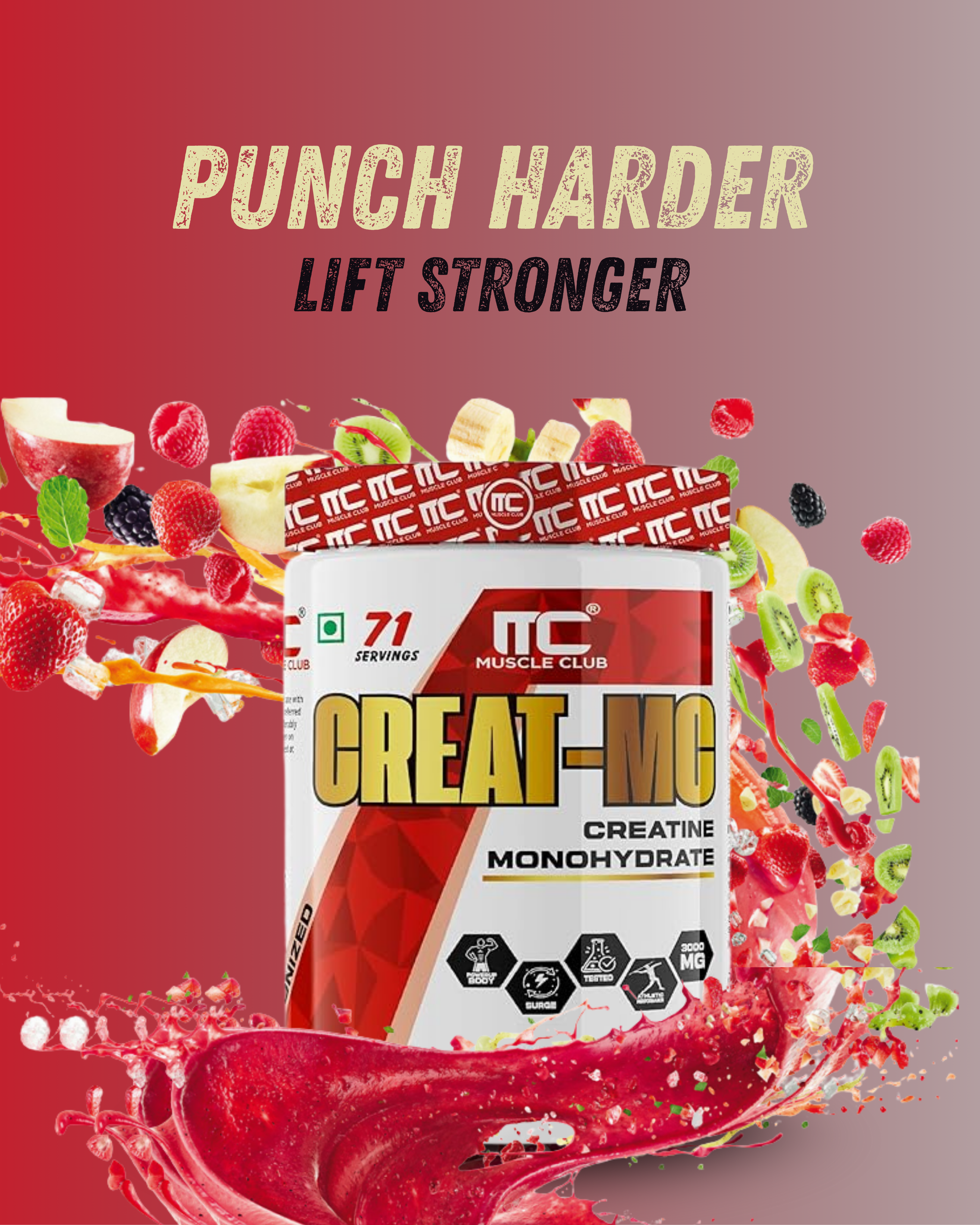 Muscle Club Creatine Monohydrate 250g –  Micronized Creatine Powder for Muscle Strength, Power & Endurance – Fast Absorption – Pre/Post Workout Supplement for Men & Women