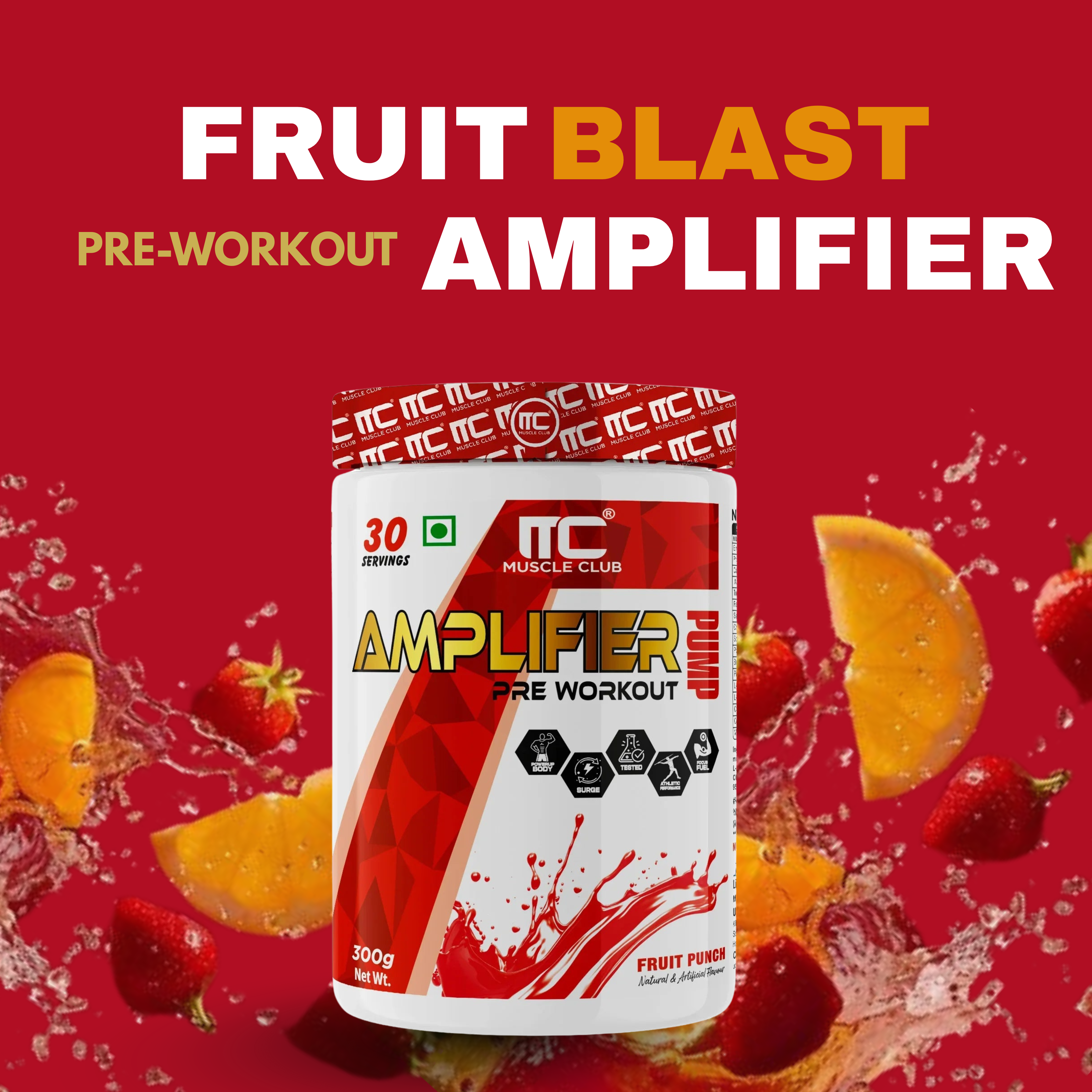 Muscle Club Amplifier Pre-workout | Pre-workout Supplement Supports to Improve Focus, Strength, Energy | Beta Alanine, Caffeine, Creatine, L-Arginine, & Vitamin B3