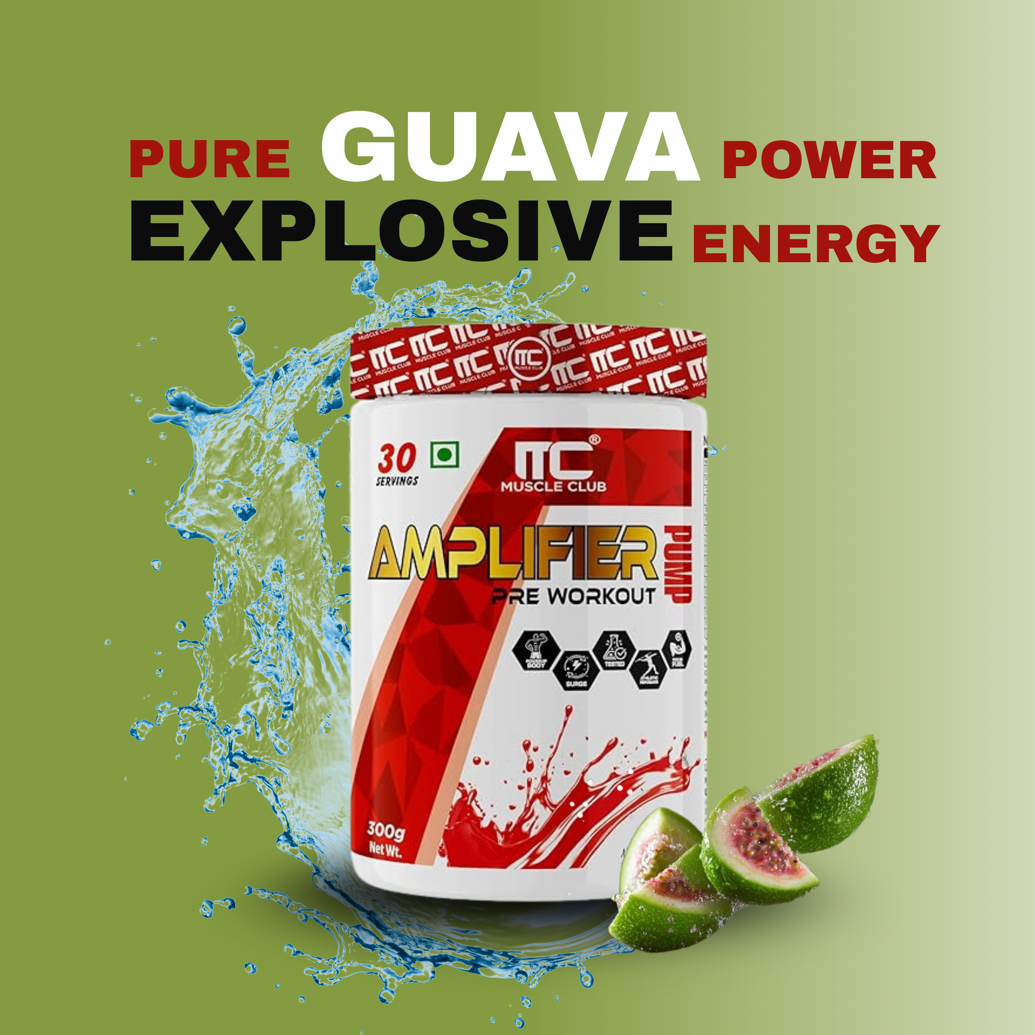 Muscle Club Amplifier Pre-workout | Pre-workout Supplement Supports to Improve Focus, Strength, Energy | Beta Alanine, Caffeine, Creatine, L-Arginine, & Vitamin B3