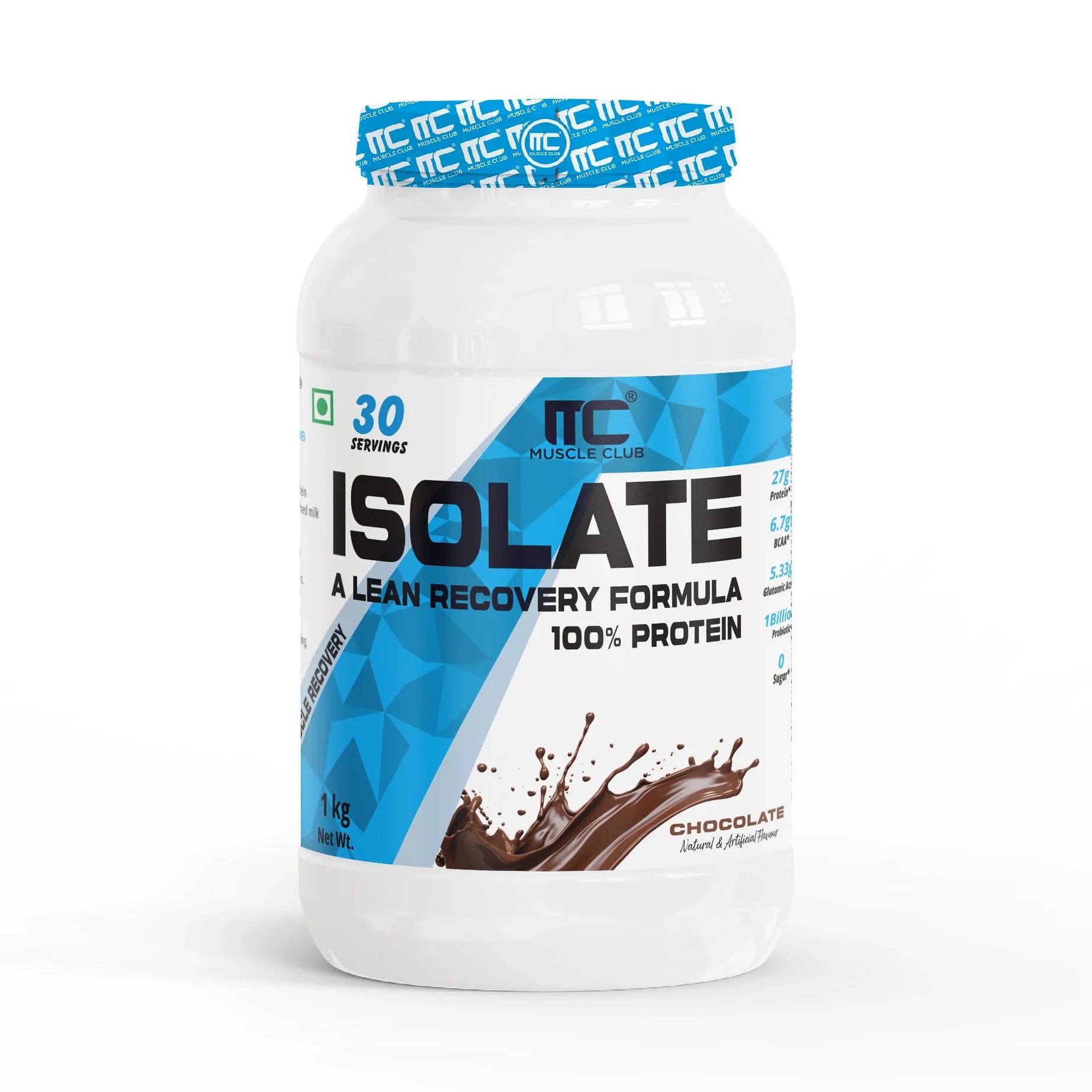 100% Isolate Whey Protein - Advanced Muscle Recovery Formula |27g of Fast-Digesting Pure Protein | with L-Arginine, BCAAs, and Glutamine for Muscle Building - Muscle Club