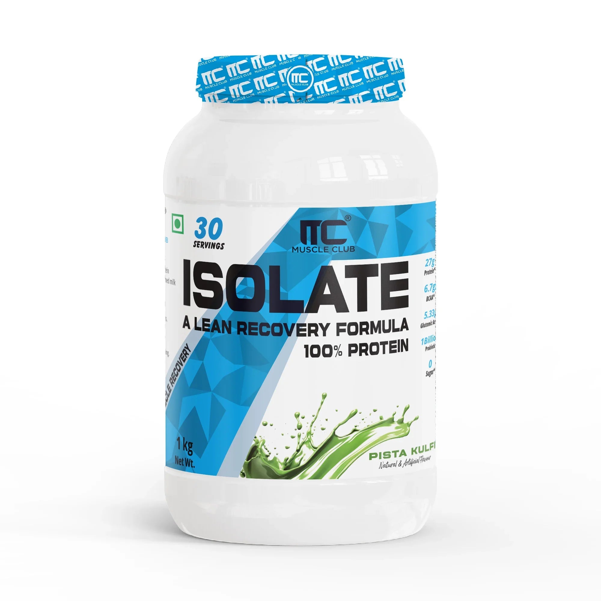 100% Isolate Whey Protein - Advanced Muscle Recovery Formula |27g of Fast-Digesting Pure Protein | with L-Arginine, BCAAs, and Glutamine for Muscle Building - Muscle Club