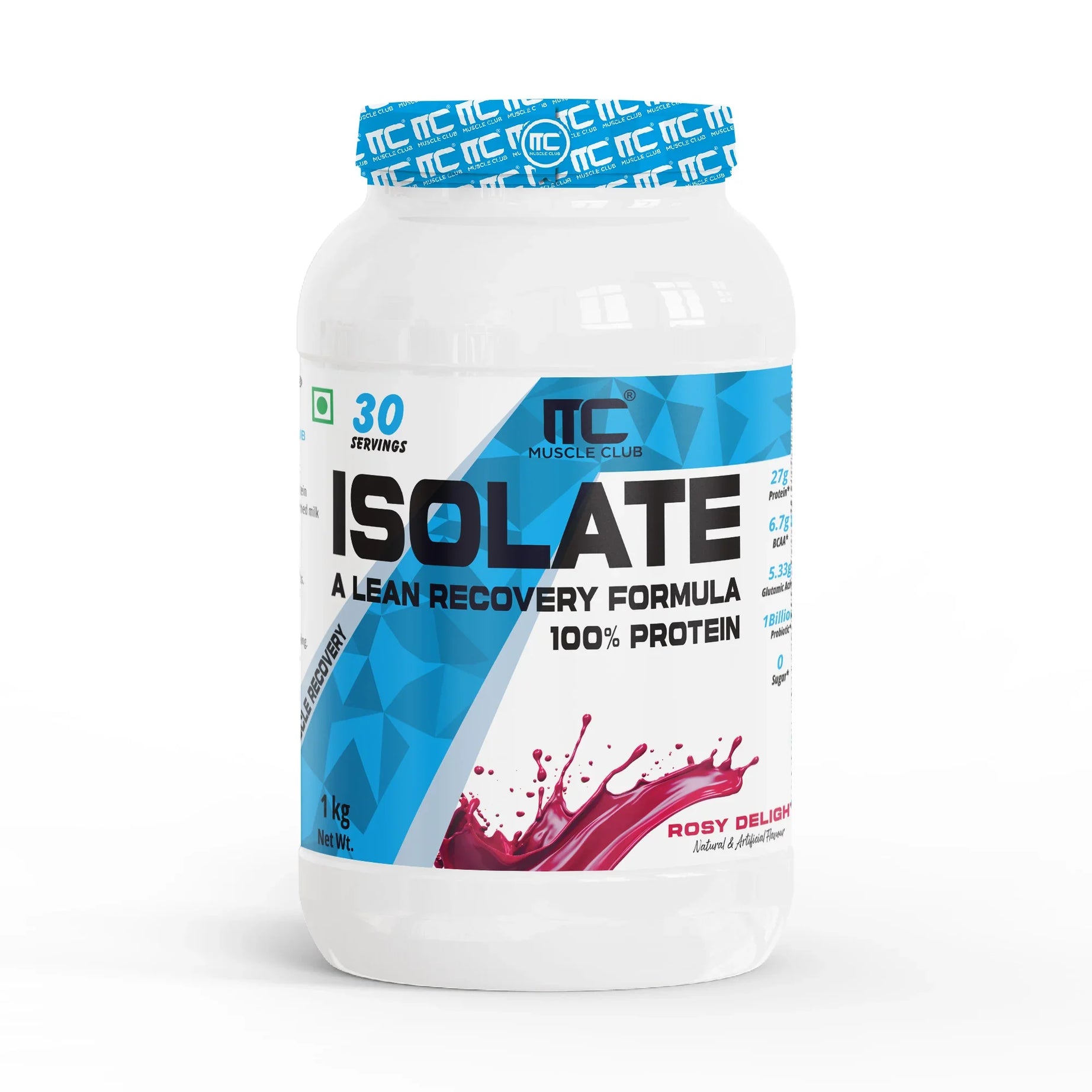 100% Isolate Whey Protein - Advanced Muscle Recovery Formula |27g of Fast-Digesting Pure Protein | with L-Arginine, BCAAs, and Glutamine for Muscle Building - Muscle Club