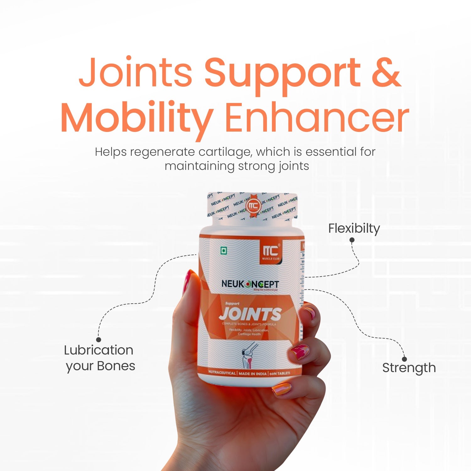 Joint Support - Advanced Joint Health Supplement with Glucosamine, Boswellia, Hadjod | 60 Tablets - Muscle Club